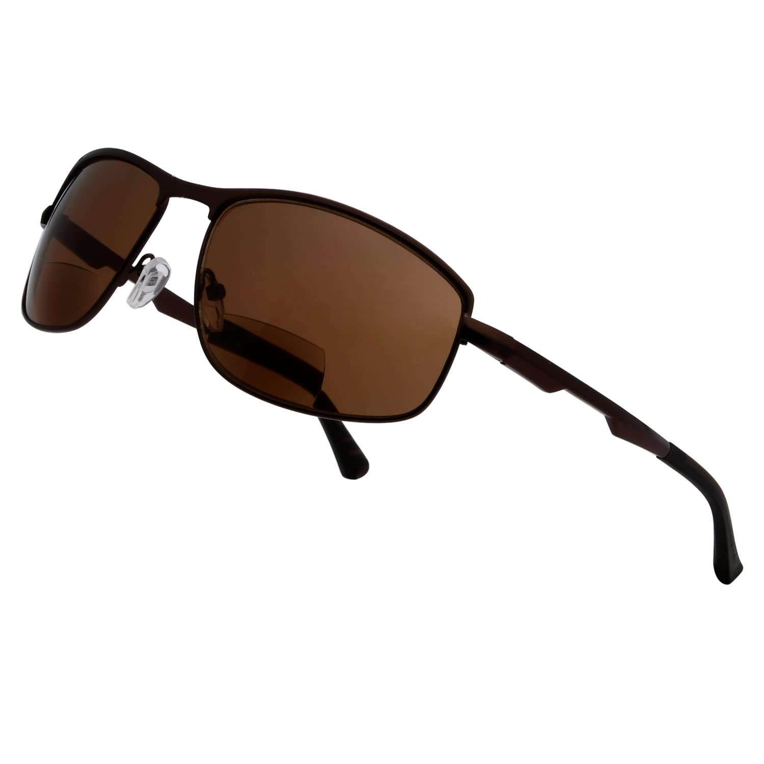 BFOCO Bifocal Sunglasses for Men & Women - 1.00 Magnification Reading Glasses with Spring Hinge - UV Protection Sunglasses for Outdoor Reading, Driving, Fishing & Beach Activities (Brown)