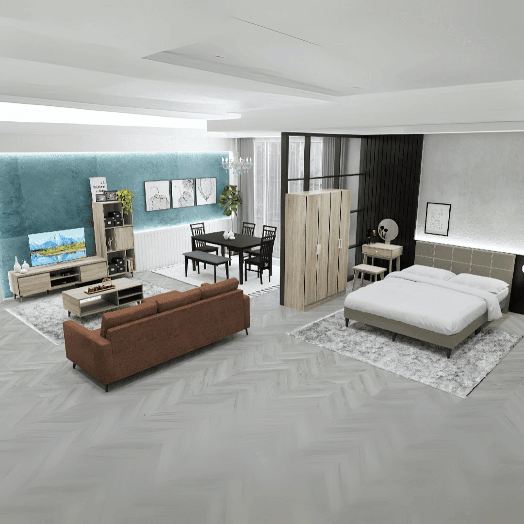 Holdun Modern Home Furniture Set - 5-Piece Living Room Sofa & Coffee Table - Perfect for Small Spaces, Apartments & Cozy Family Gatherings