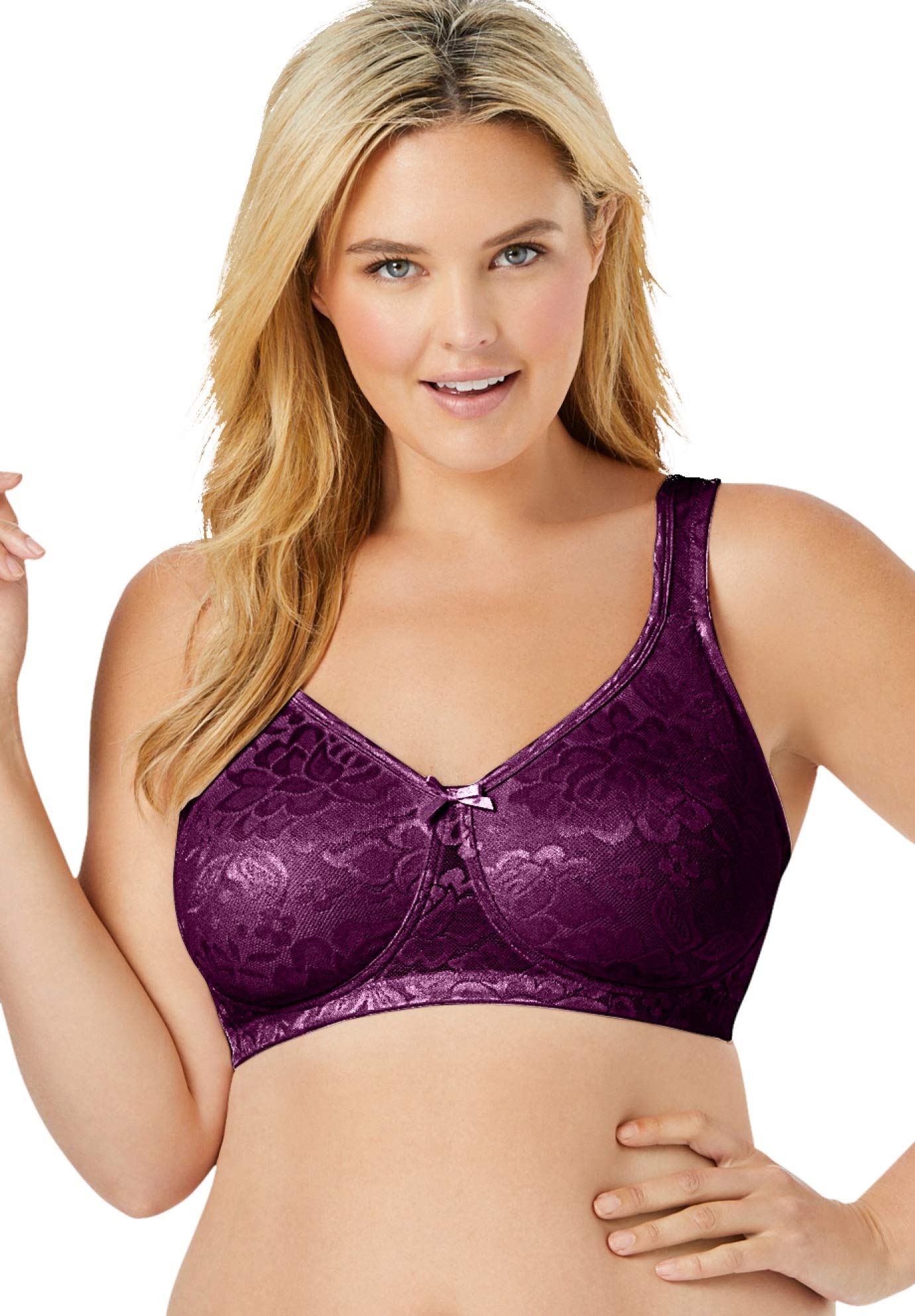 Comfort Choice Women's Plus Size Jacquard Wireless Bra - Supportive Full Coverage Bralette for Everyday Wear | Perfect for Work, Yoga & Lounge