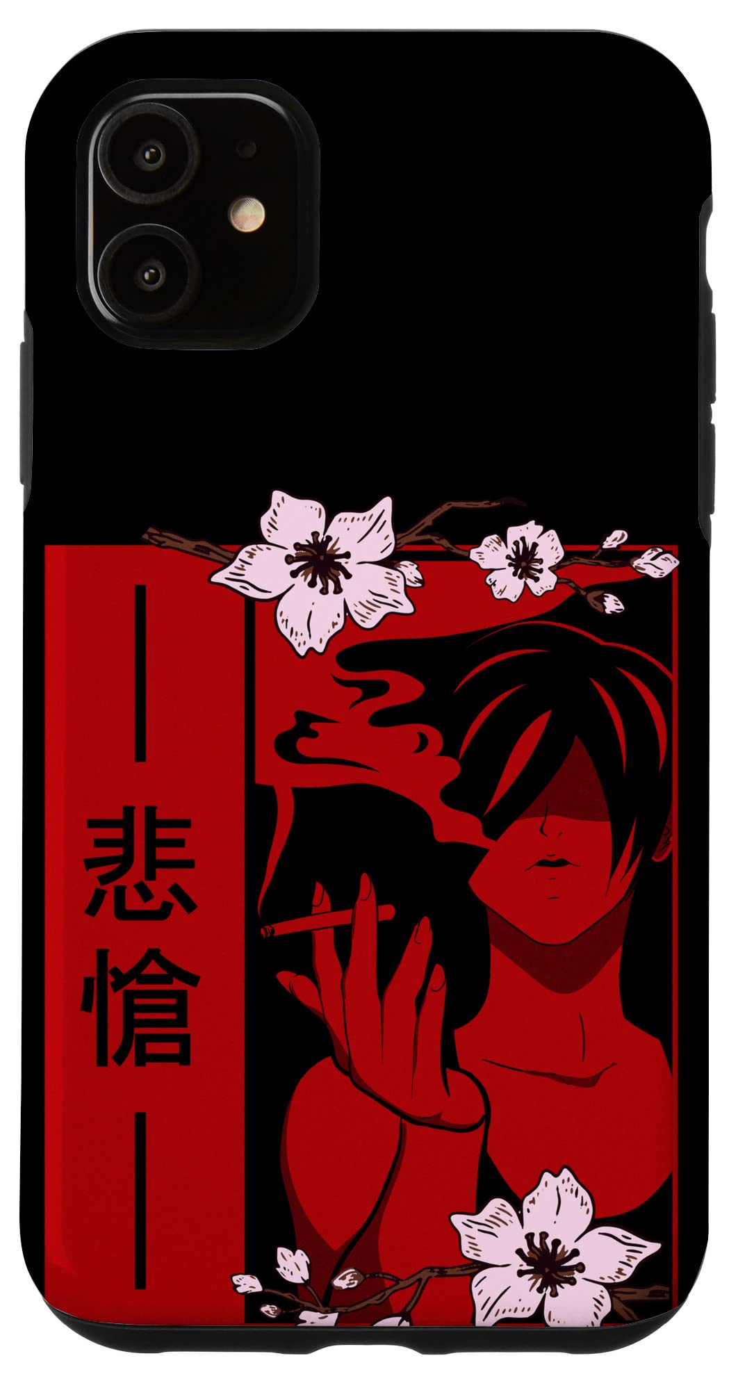 iPhone 11 Case - Anime Boy Sad Sakura Soft Grunge Aesthetic Goth Emo Phone Cover - Perfect for Emo/Goth Fashion Lovers & Anime Fans - Great for Daily Use, School, Concerts & Alternative Lifestyle