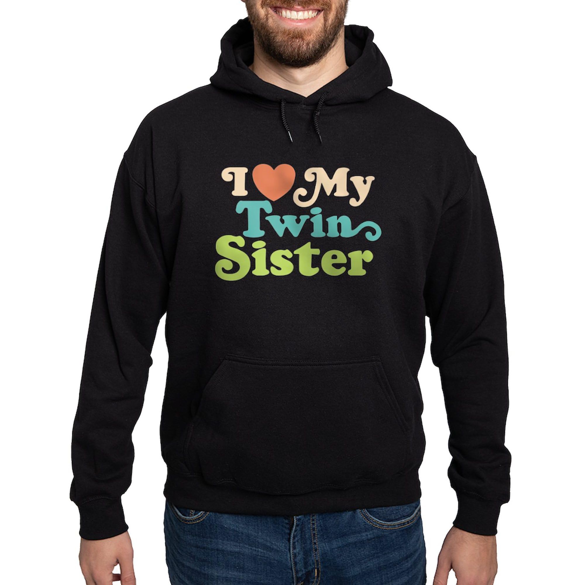 I Love My Twin Sister Hoodie for Men - Dark Regular Fit Pullover Sweatshirt | Perfect for Sibling Bonding, Twin Gifts & Casual Wear