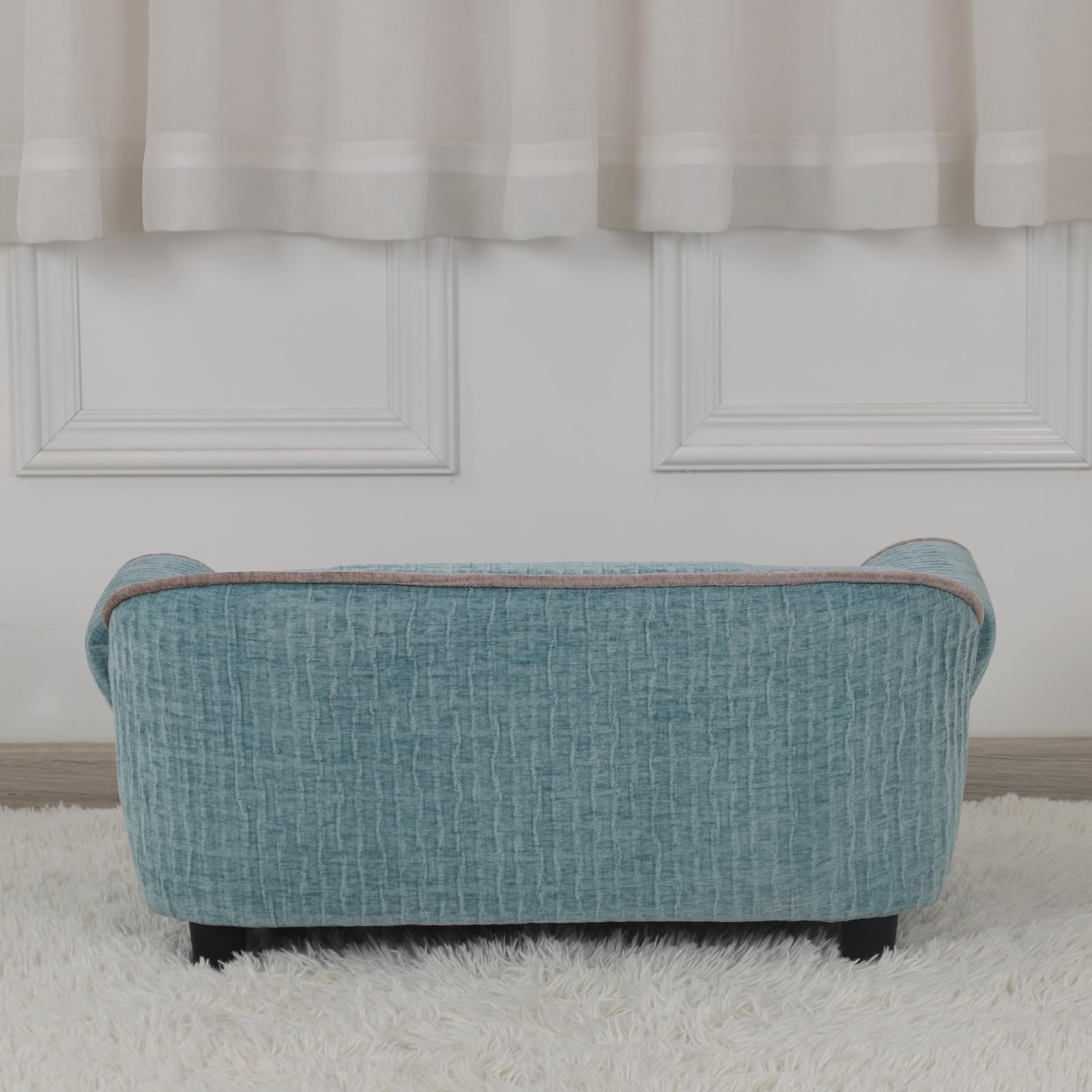 Luxury Striped Fleece Pet Sofa Bed for Small Dogs & Cats - Soft & Cozy Animal Sleeping Couch with Removable Cover (Light Green) - Perfect for Living Room, Bedroom & Pet Travel