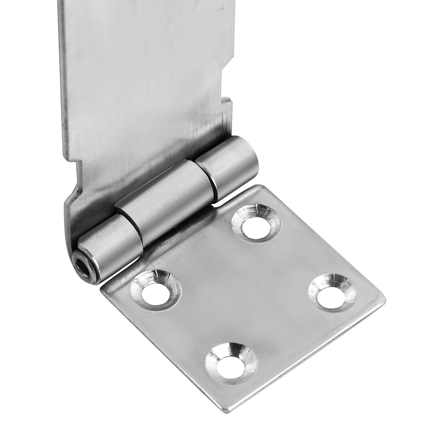 KINJOEK 4 Pack 4 Inch Stainless Steel Door Locks Hasp Latch - 2mm Extra Thick Brushed Security Gate Bolt Clasp with Mounting Screws - Ideal for Doors, Sheds, Cabinets & Outdoor Security