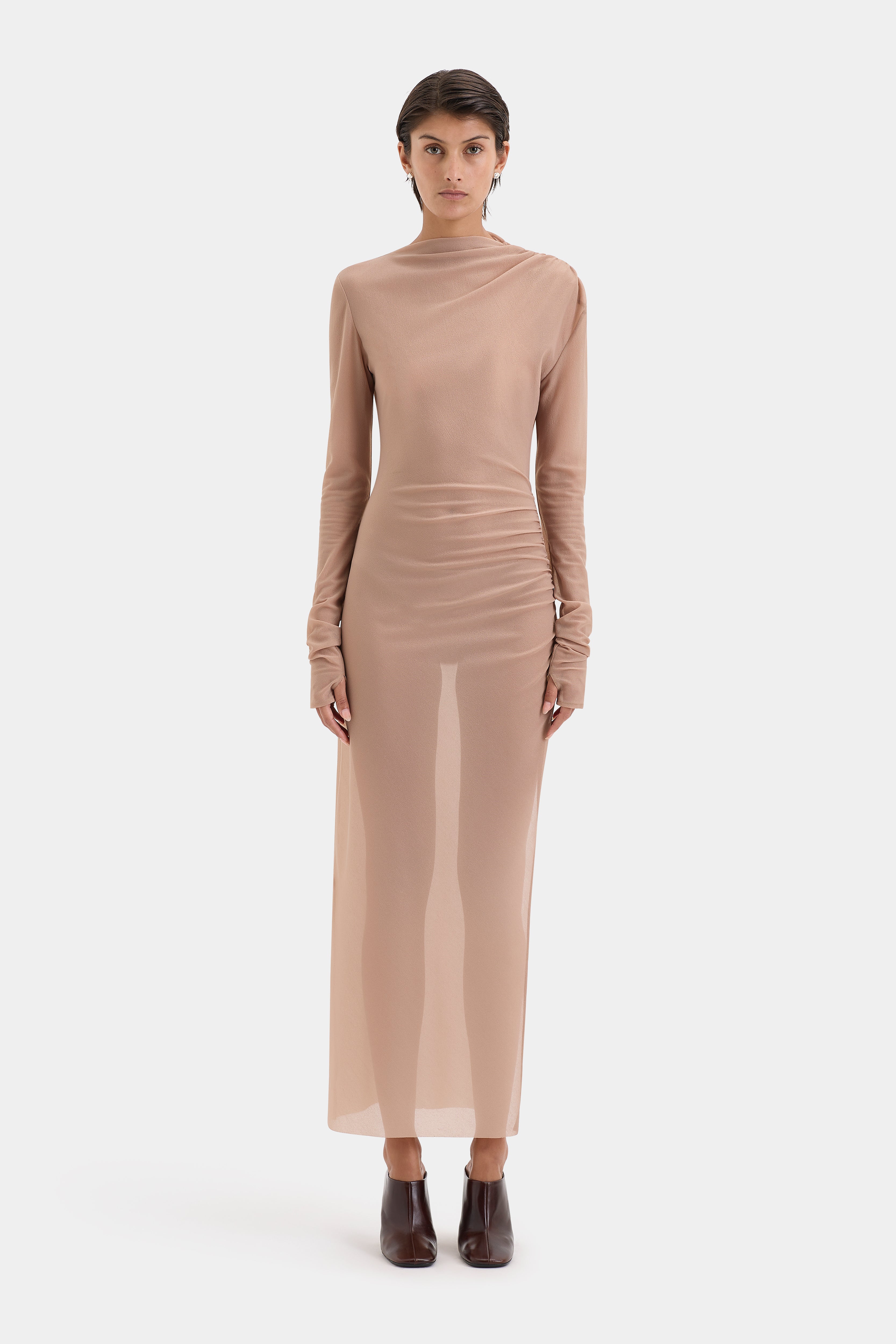Elegant Ruby Red Draped Gown for Women - Formal Evening Dress for Prom, Wedding & Special Occasions