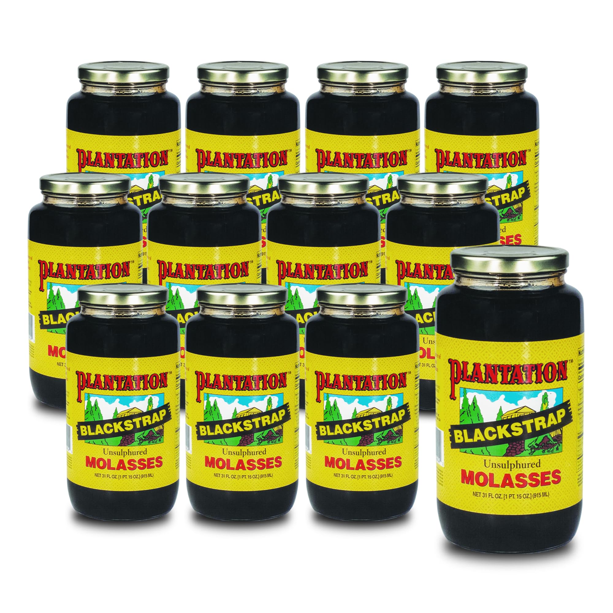 Organic Blackstrap Unsulphured Molasses - 31oz Bottle (Pack of 12) | Rich in Iron & Minerals | Perfect for Baking, Smoothies & Natural Remedies