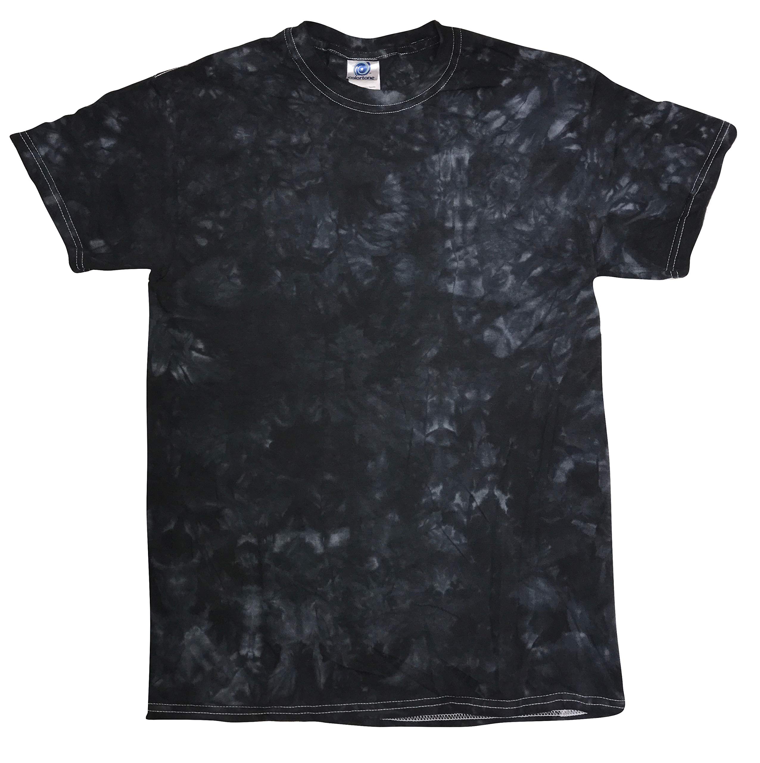 Vibrant Tie-Dye Crystal Wash T-Shirt - Colorful Black Cotton Tee for Men & Women | Small Size | Perfect for Festivals, Concerts & Casual Wear
