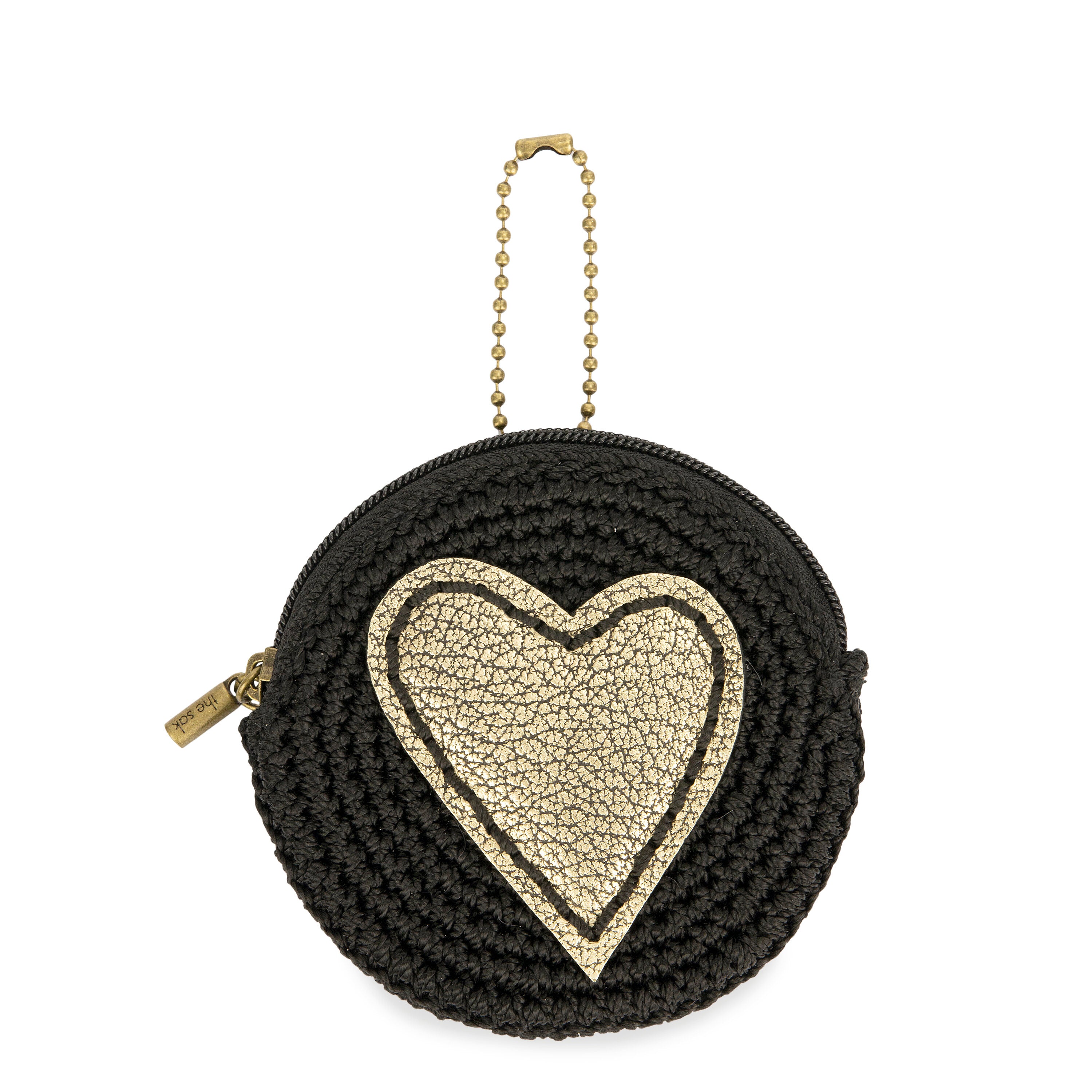 Hand Crochet - Black and Dark Gold Heart