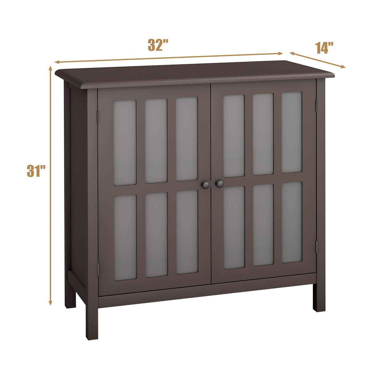 Tangkula Sideboard Buffet Cabinet with 2 Glass Doors - 60