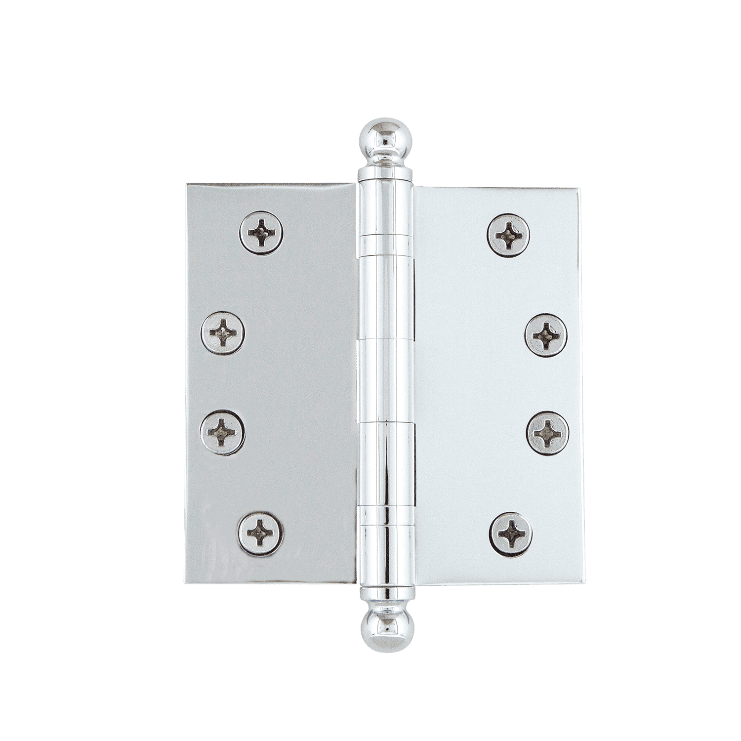 4-Pack Heavy Duty Ball Tip Hinges with Square Corners - Bright Chrome Finish for Cabinets, Furniture & Doors - Durable Hardware for Home & Office Use