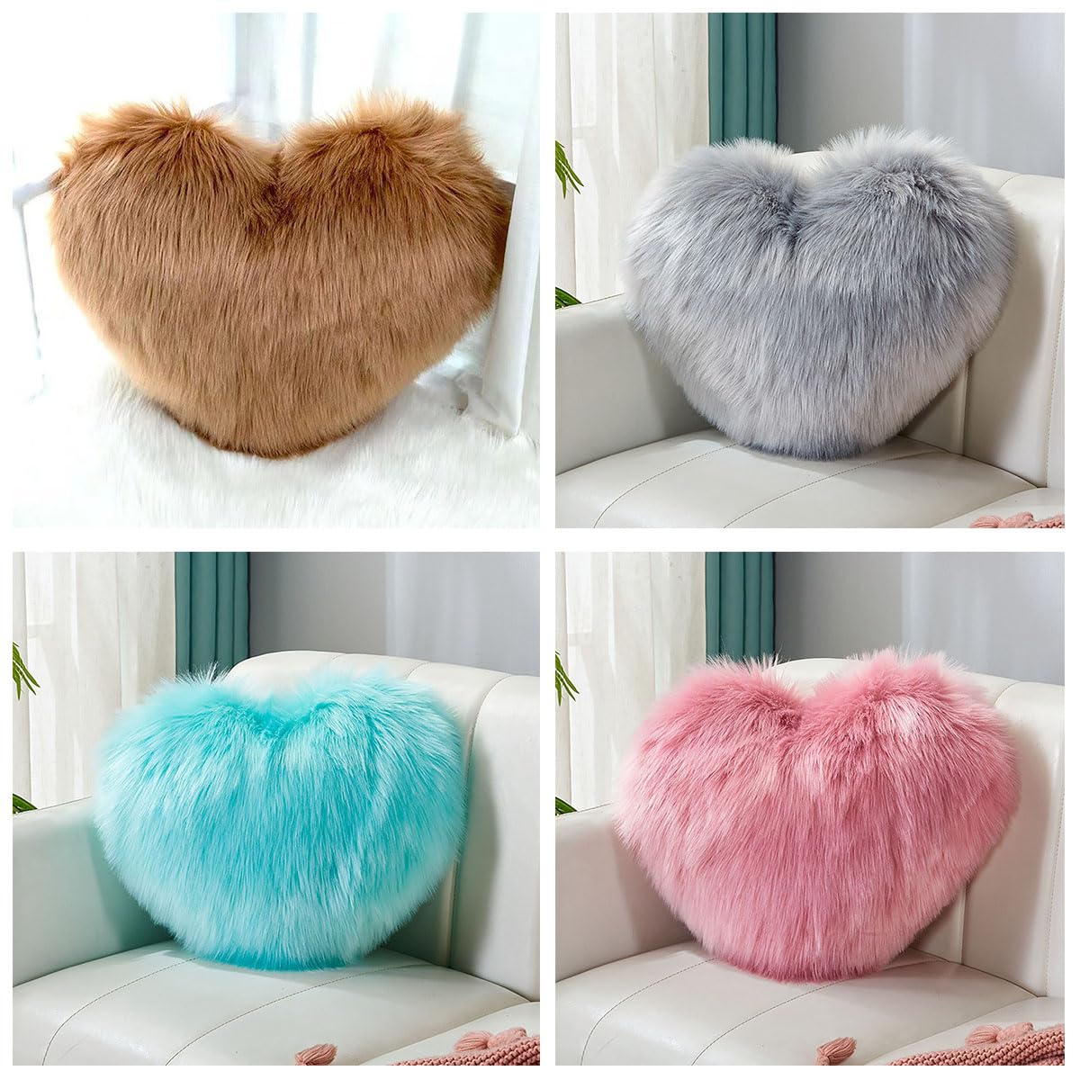 Fluffy Heart-Shaped Pillow - Soft Decorative Cushion for Sofa, Bed & Room Decor (Pink, 11.81x15.74 Inches) - Perfect for Valentine's Gifts, Cozy Home Decor & Nursery Accents