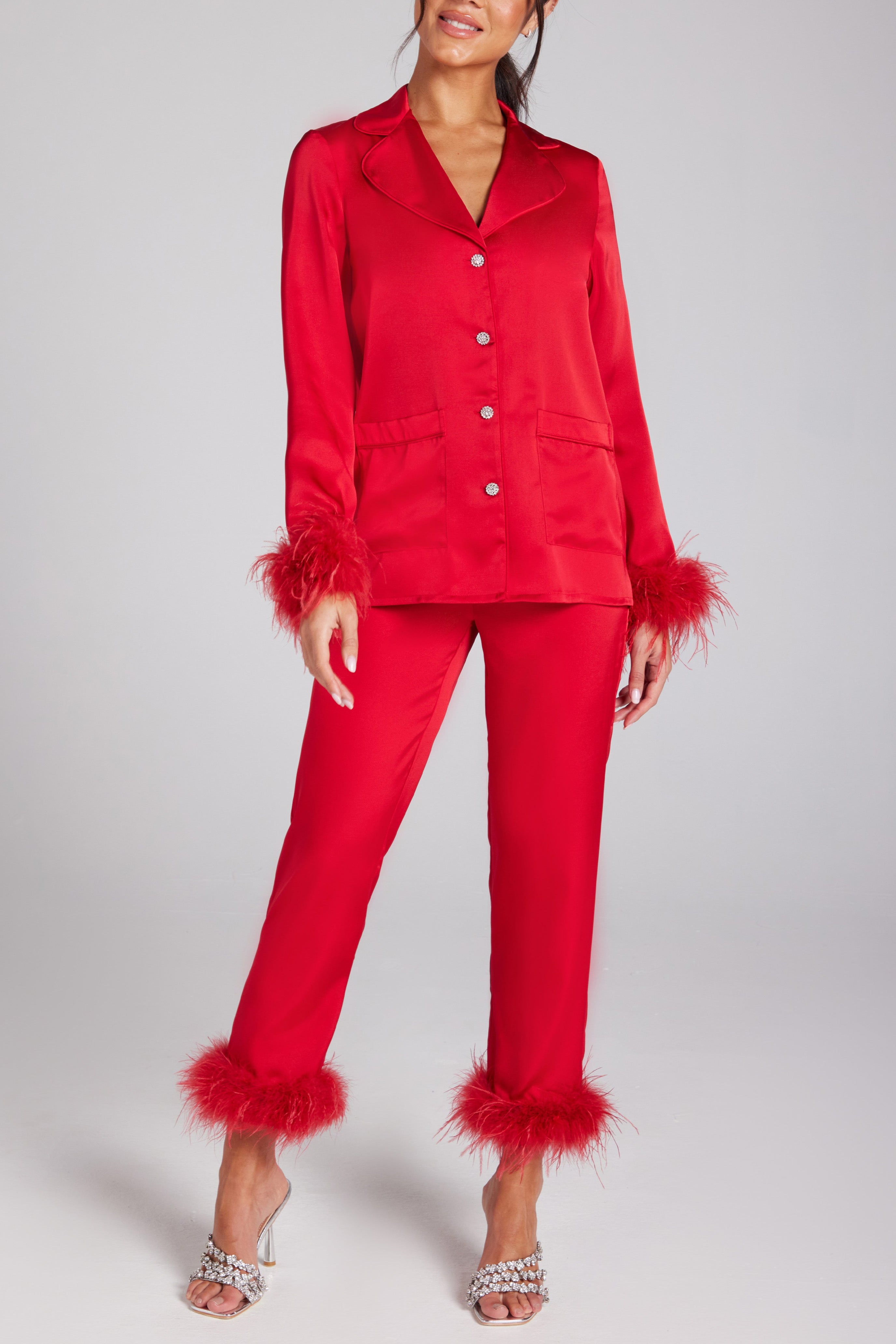 Darcie Red Women's Sleepwear Set - Soft & Comfortable Pajamas for Lounge & Sleep - Perfect for Relaxing at Home or Gift Giving