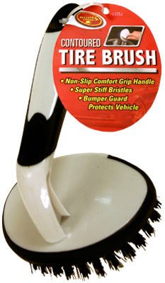 CleanRite Contoured Car Tire Brush #6323J - Heavy Duty Scrubber for Wheels, Tires & Rims - Perfect for Car Detailing, Auto Cleaning & DIY Car Wash