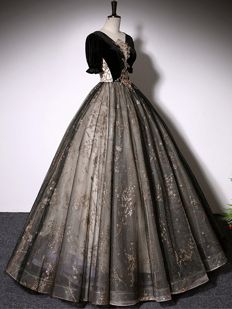 Elegant Black A-Line Tulle Lace Long Prom Dress for Women - Formal Evening Gown for Homecoming, Wedding, and Special Occasions