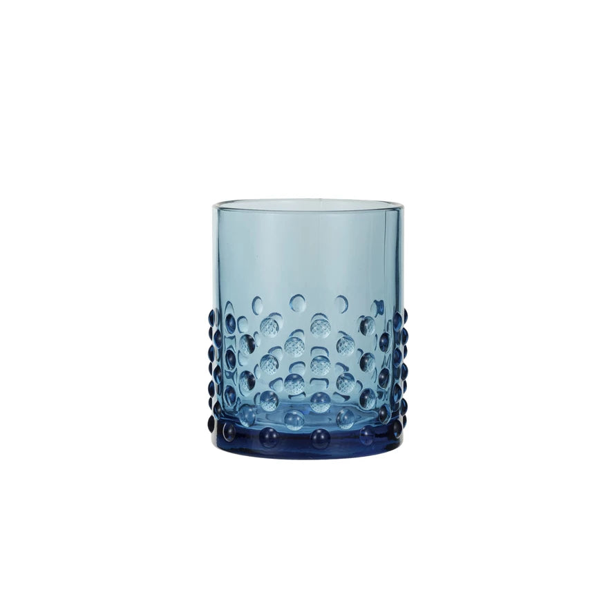 Vintage Blue Hobnail Glass Vase - Elegant Antique Style Decorative Piece for Home, Wedding, and Party Decor