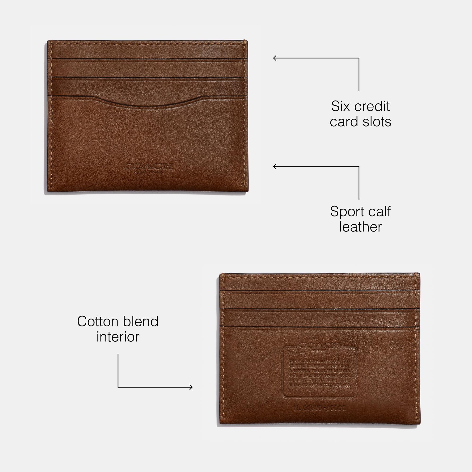 Coach Flat Card Case in Sport Calf Leather - Slim Wallet for Credit Cards & ID (4