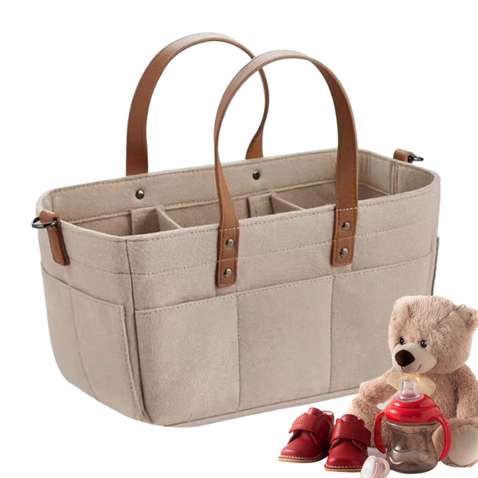 Baby Diaper Caddy Organizer - Multifunctional Rope Diaper Bag for Storage of Wipes, Toys, Diapers & Bottles - Portable Nursery Essentials Holder for Home, Travel & On-the-Go Parenting
