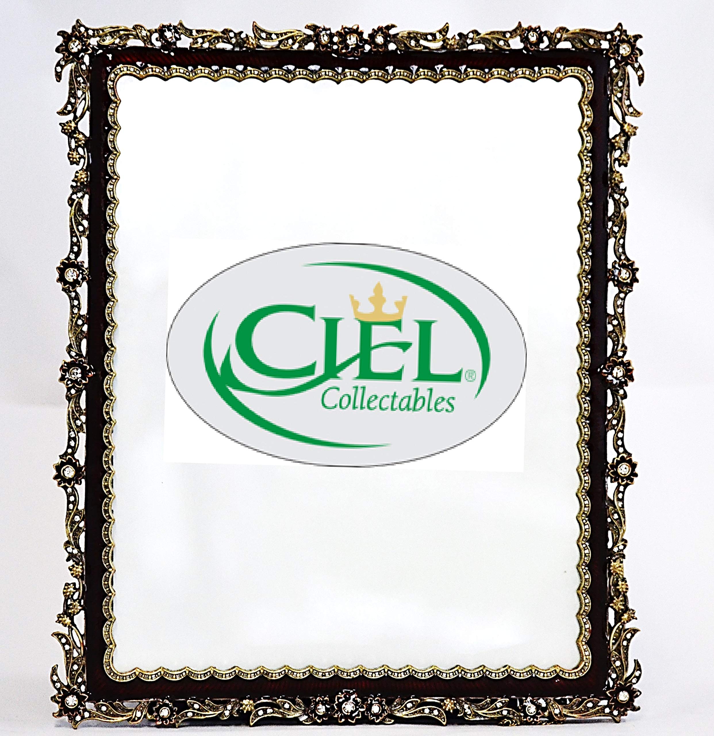Jana Picture Frame - Handmade with Austrian Crystals & Enamel, Metal Back - Elegant Home Decor for Wall Display & Photo Showcase