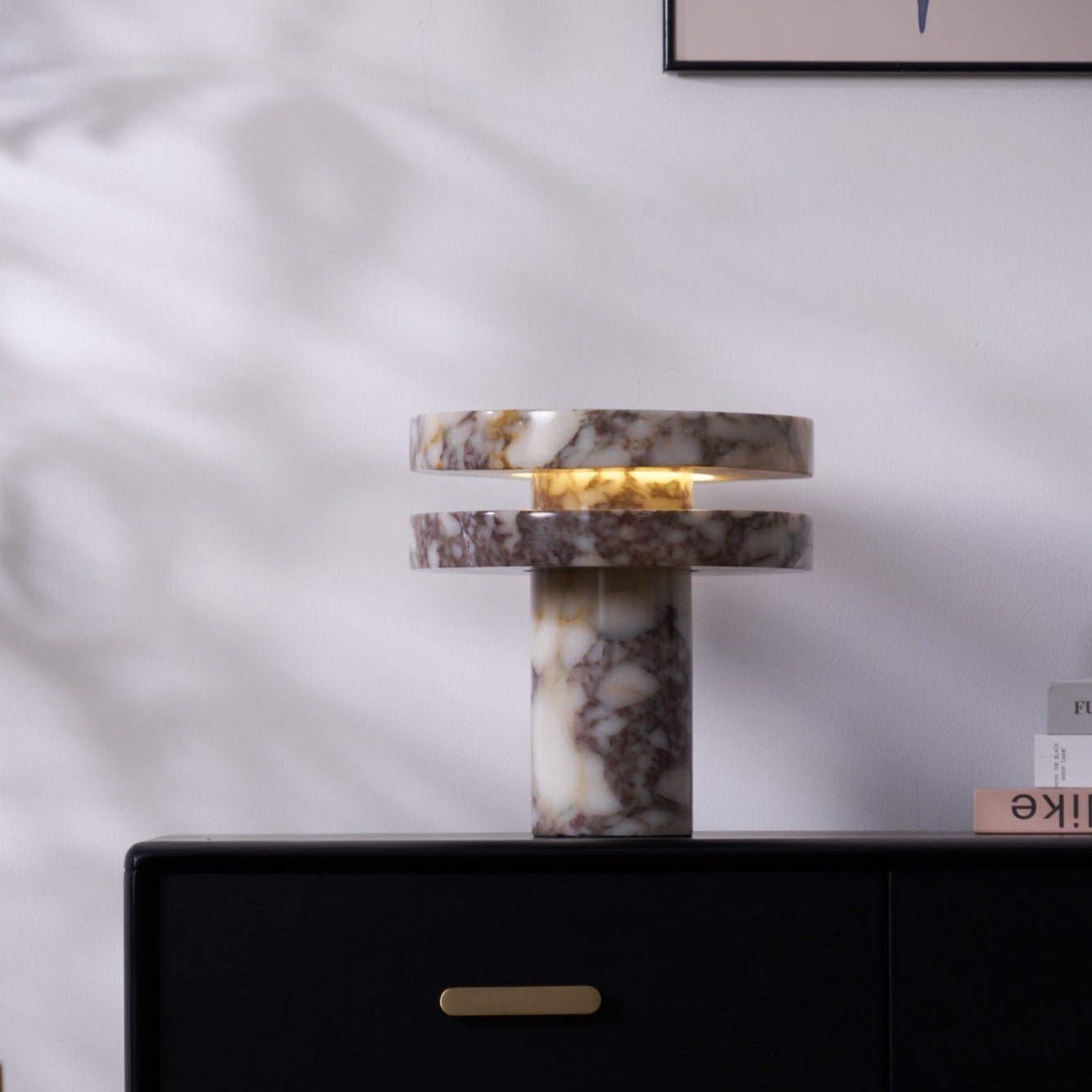 Elegant Altar Marble Table Lamp - Handcrafted Natural Stone Base with Fabric Shade for Home Decor, Bedroom, Living Room, Meditation Space & Spiritual Altar Lighting