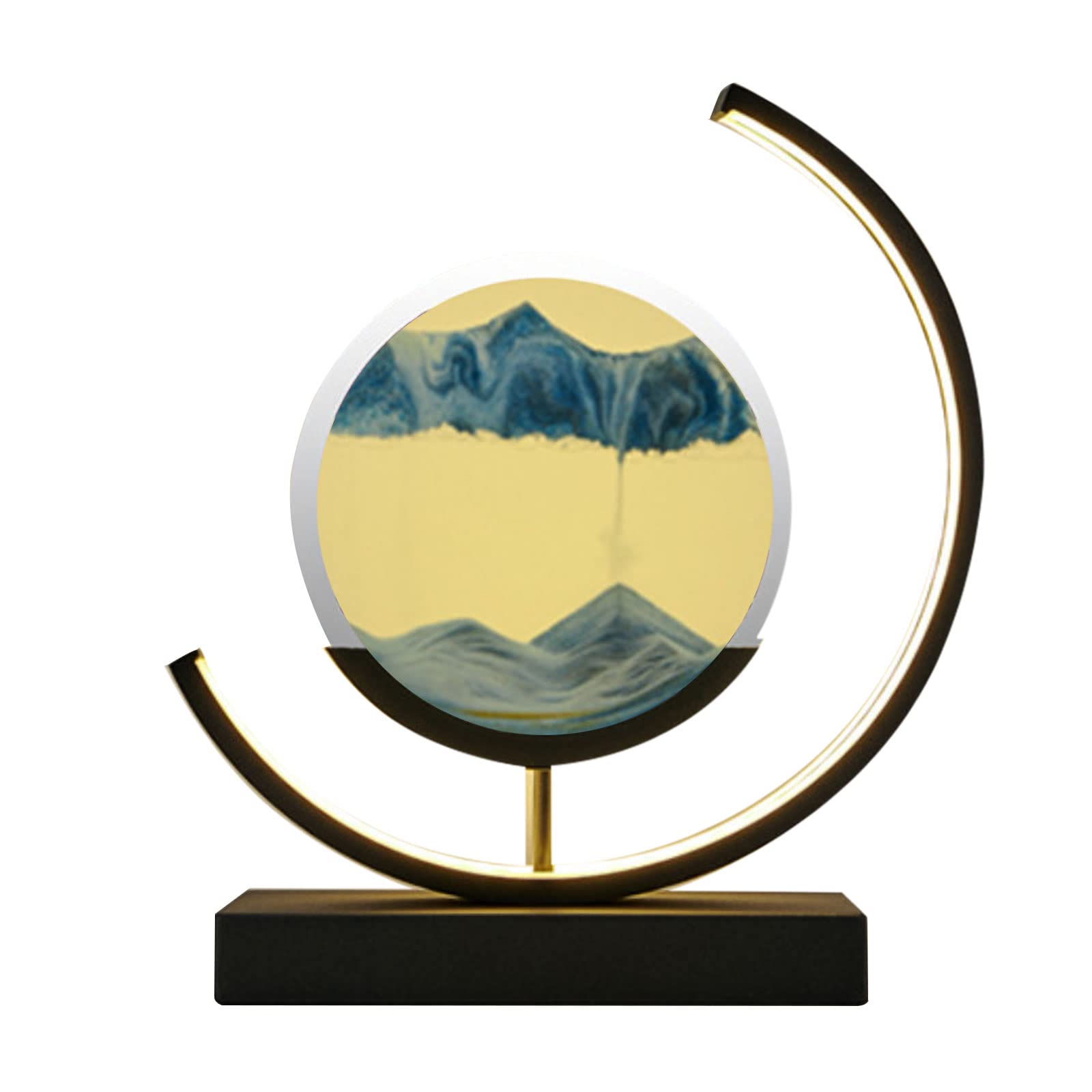 XYSC Dynamic Sand Picture - Modern 3D Deep Sea Sand Art with LED Light, Round Glass Sandscape for Home & Office Decor, Unique Gift for Adults & Kids | Perfect for Relaxation, Stress Relief & Party Decorations
