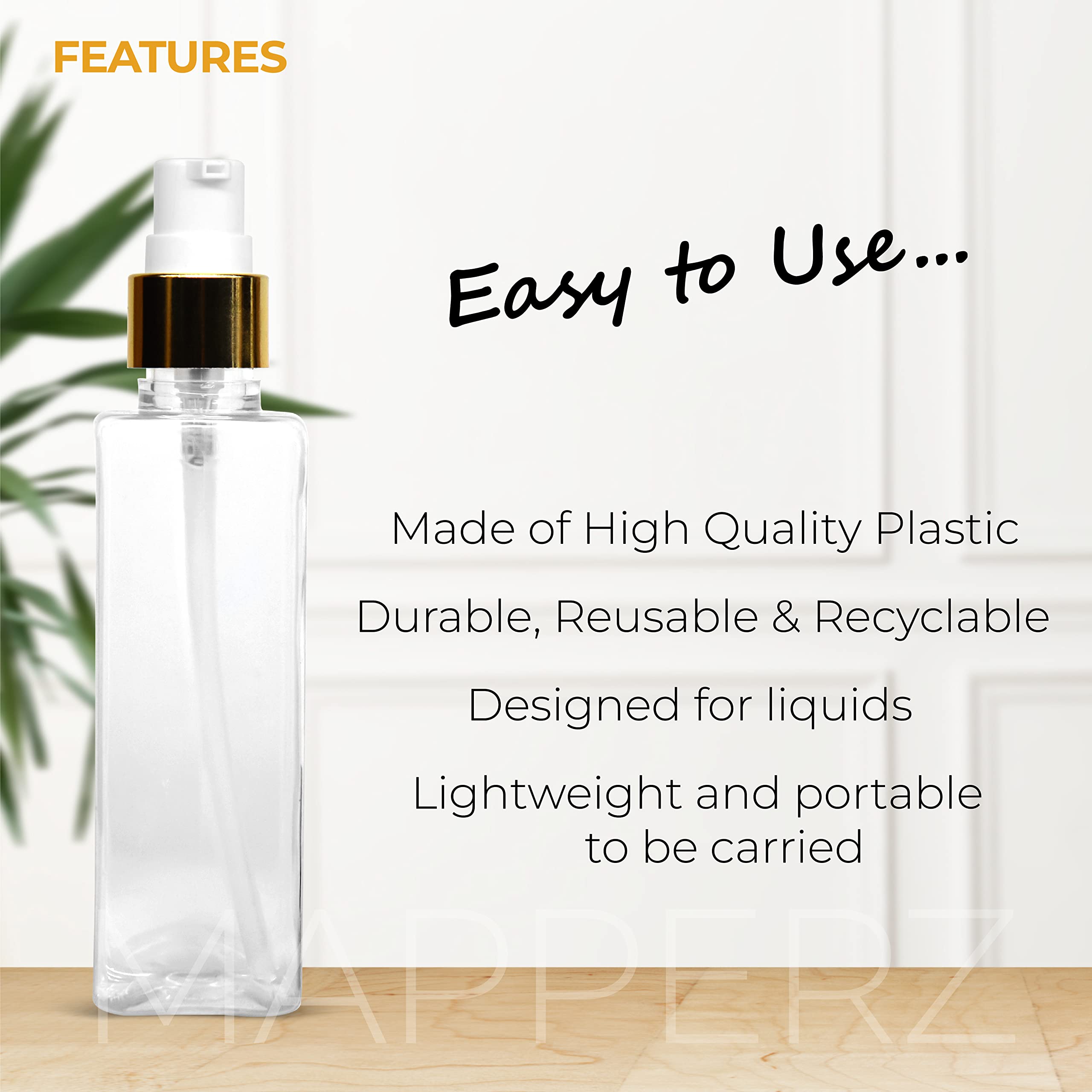 Refillable 100ml Rectangular Bottle Set with Pump Dispenser, Spray Atomizer, Comb Applicator & Flip Top Cap - Durable Containers for Perfume, Liquids, Shampoo (Multicolor) - Perfect for Travel, Salon & DIY Beauty Products
