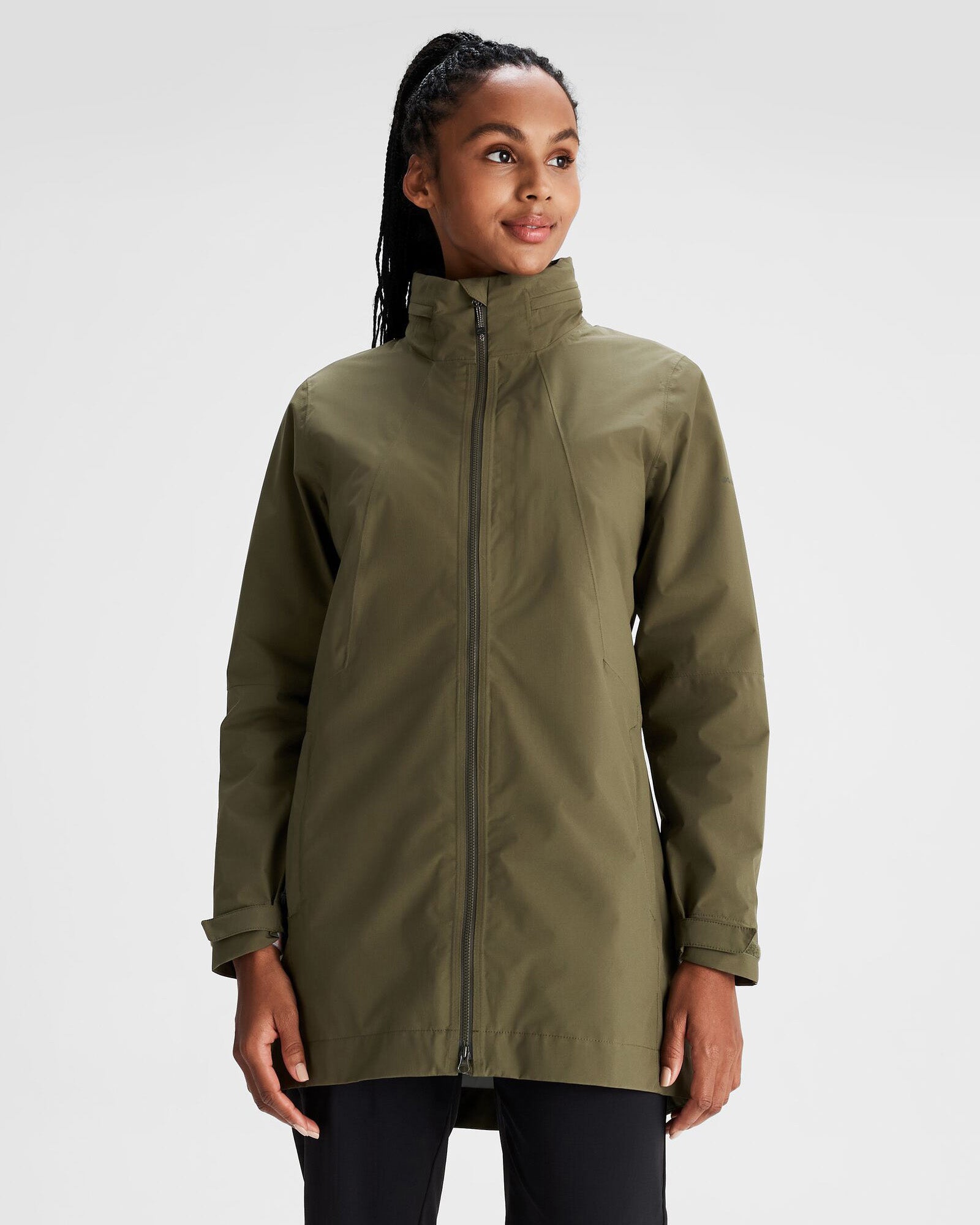 Women's Waterproof 2.5 Layer Rain Jacket - Light Moss Green Hiking Parka for Outdoor Adventures & Rainy Day Commutes