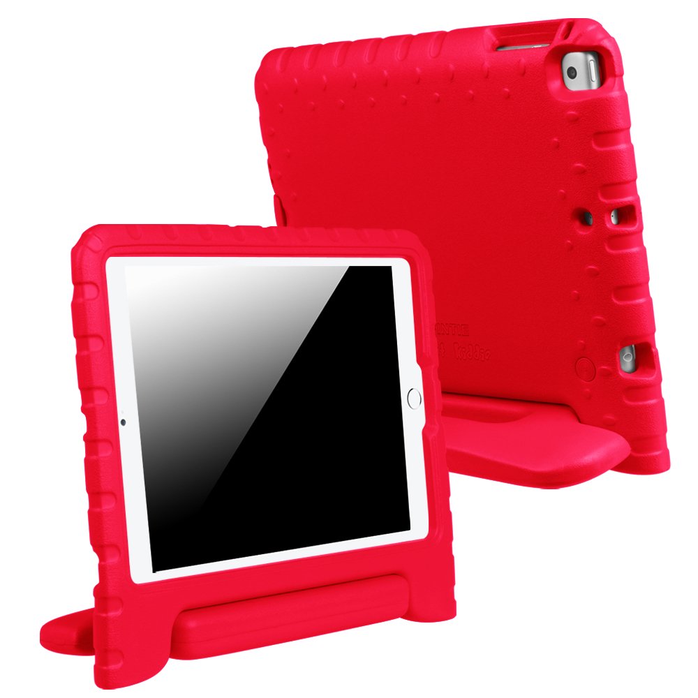 Fintie Shockproof Kids iPad Case for iPad 9.7 Inch 2017 / iPad Air 2 / iPad Air - Lightweight Convertible Handle Stand Cover with Kid-Friendly Design (Red) - Perfect for School, Travel & Home Learning