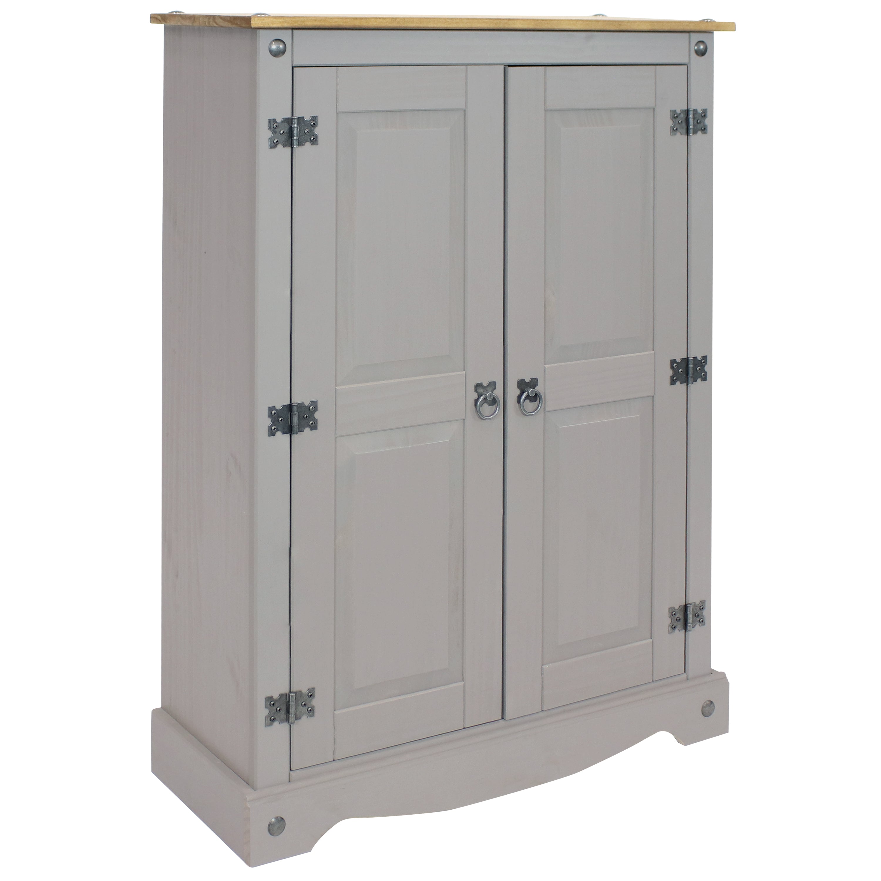Sunnydaze 2-Door 2-Shelf Solid Pine Storage Cabinet in Gray - 43 Inches Tall | Perfect for Pantry, Kitchen, Bathroom, or Garage Organization