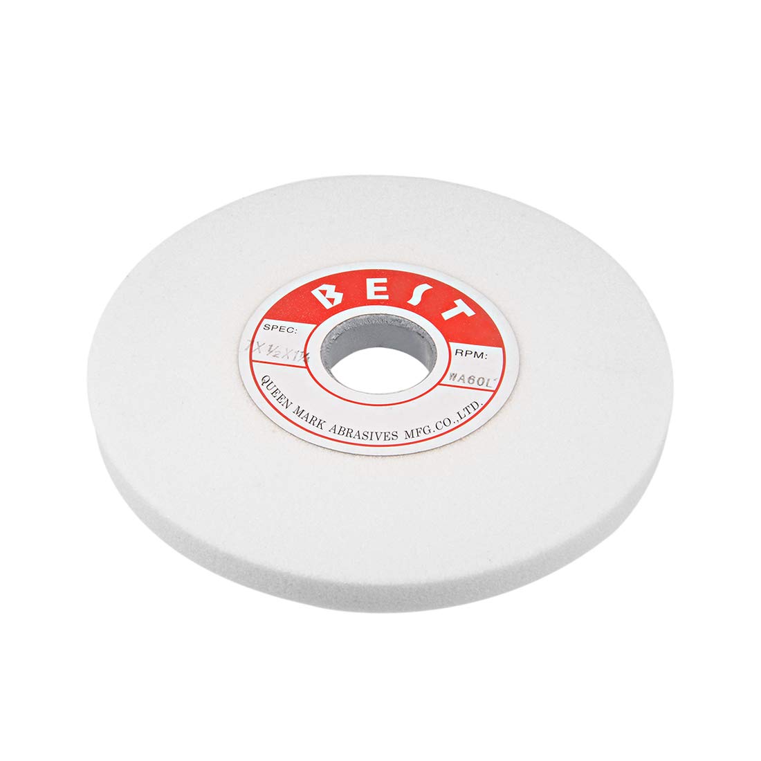 uxcell 7-Inch White Aluminum Oxide Bench Grinding Wheel, 60 Grit for Metal Surface Grinding - Perfect for Sharpening Tools, Removing Rust & Deburring Metal Edges in Workshops & Garages
