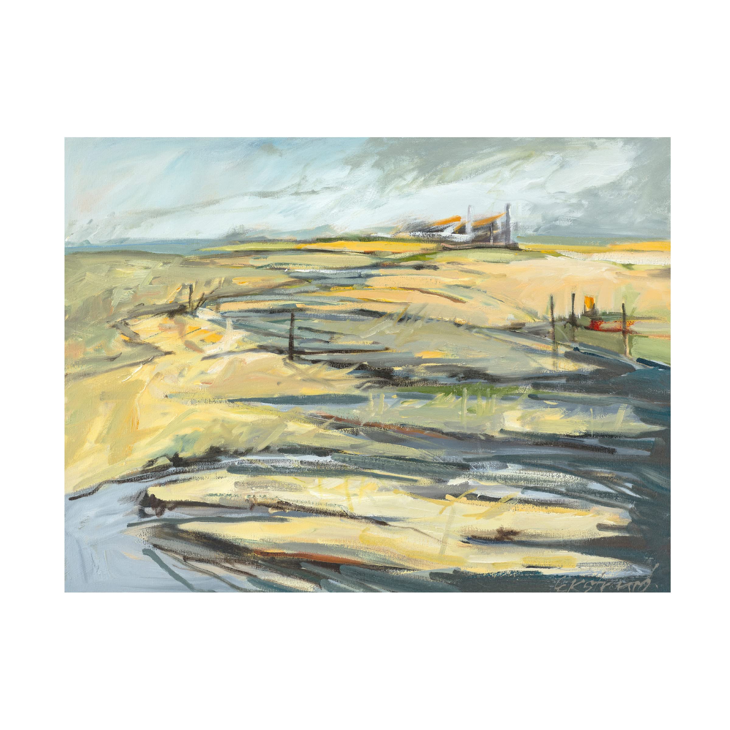 Trademark Fine Art 'Big Indian Slough August' Canvas Wall Art Print by Kris Ekstrand - Nature Landscape Painting for Living Room & Office Decor