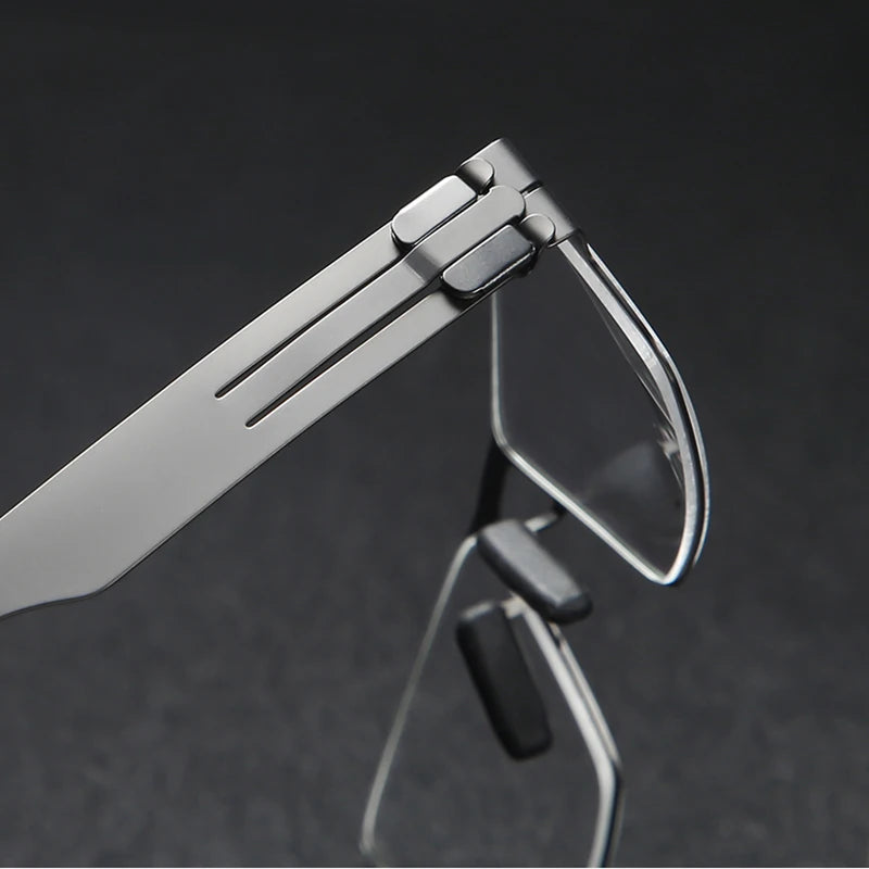 Unisex Black Full Rim Square Stainless Steel Eyeglasses IB005 - Stylish & Durable for Work, Reading & Everyday Wear