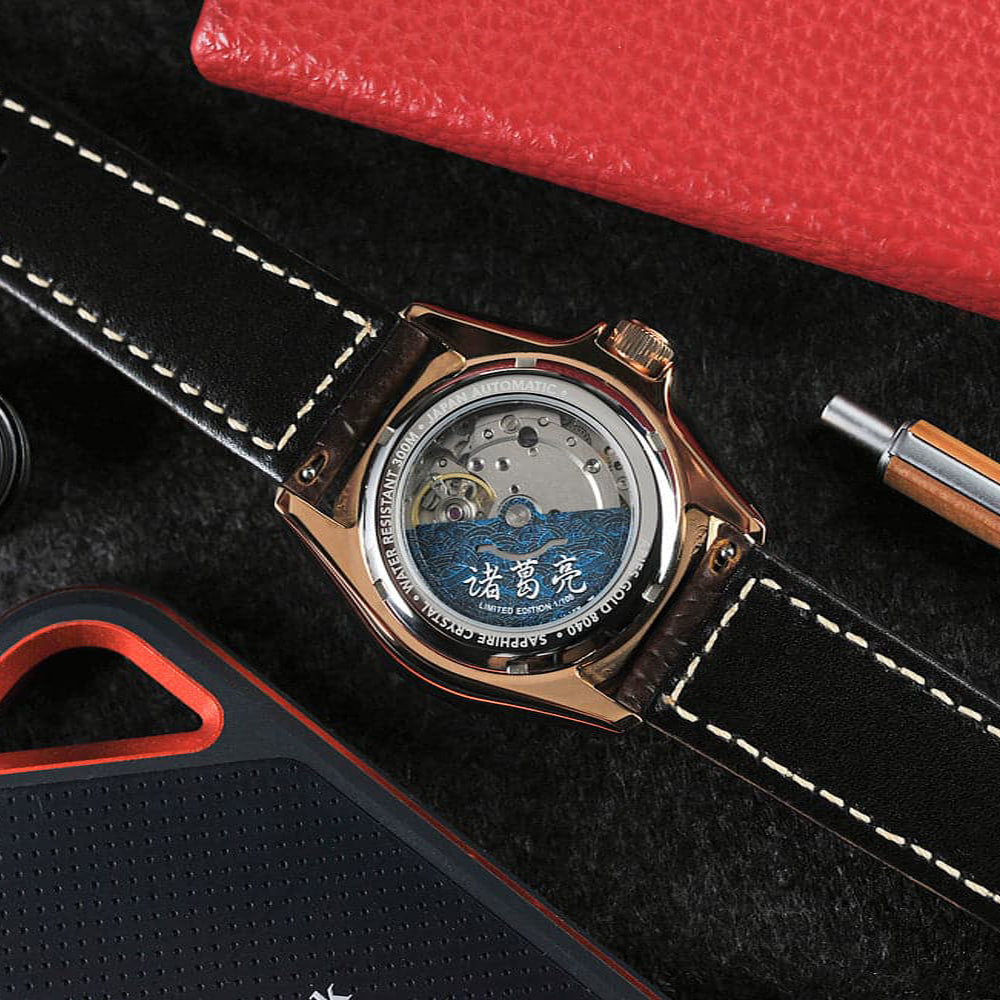 AG Collective The Conqueror San Guo Series Black Leather Strap Men's Watch G 8040 SAN CON - Stylish Chronograph for Business, Casual & Formal Occasions