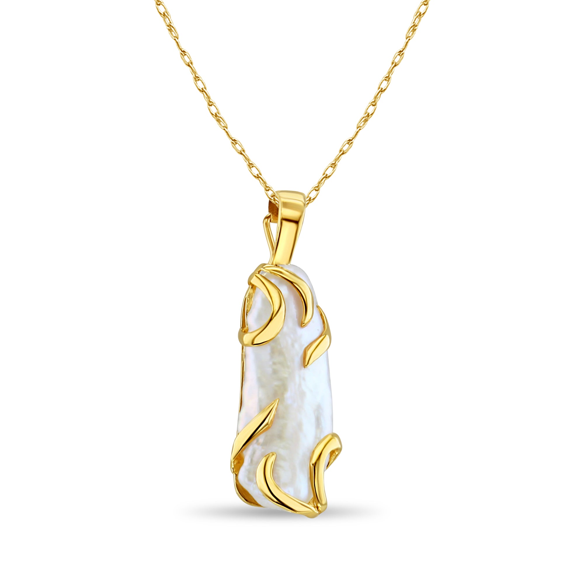 Elegant Rice Pearl Pendant Necklace with 14K Gold Accents - Perfect for Weddings, Anniversaries & Special Occasions