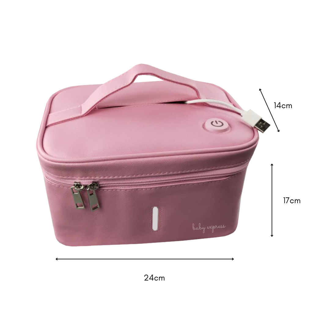 Baby UV Sterilizer Bag - Portable Sanitizing Pouch for Pacifiers, Bottles & Toys | Travel-Friendly Germ Protection | Pink (00398) | Perfect for Daycare, Travel & On-the-Go Parenting