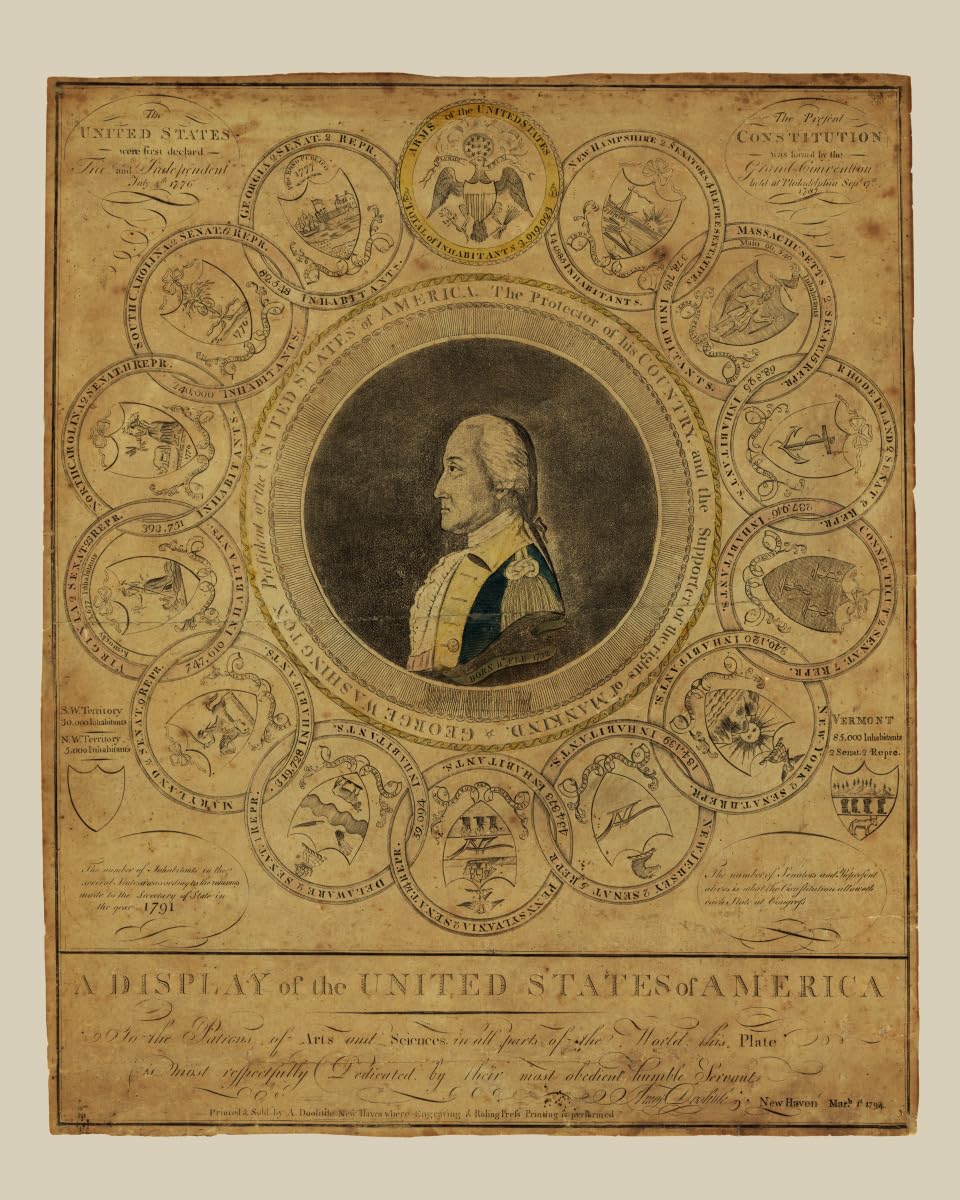 ClassicPix 11x14 Photo Print - Vintage 1794 United States of America Map Wall Art - Perfect for Home Decor, Office & History Classroom Display