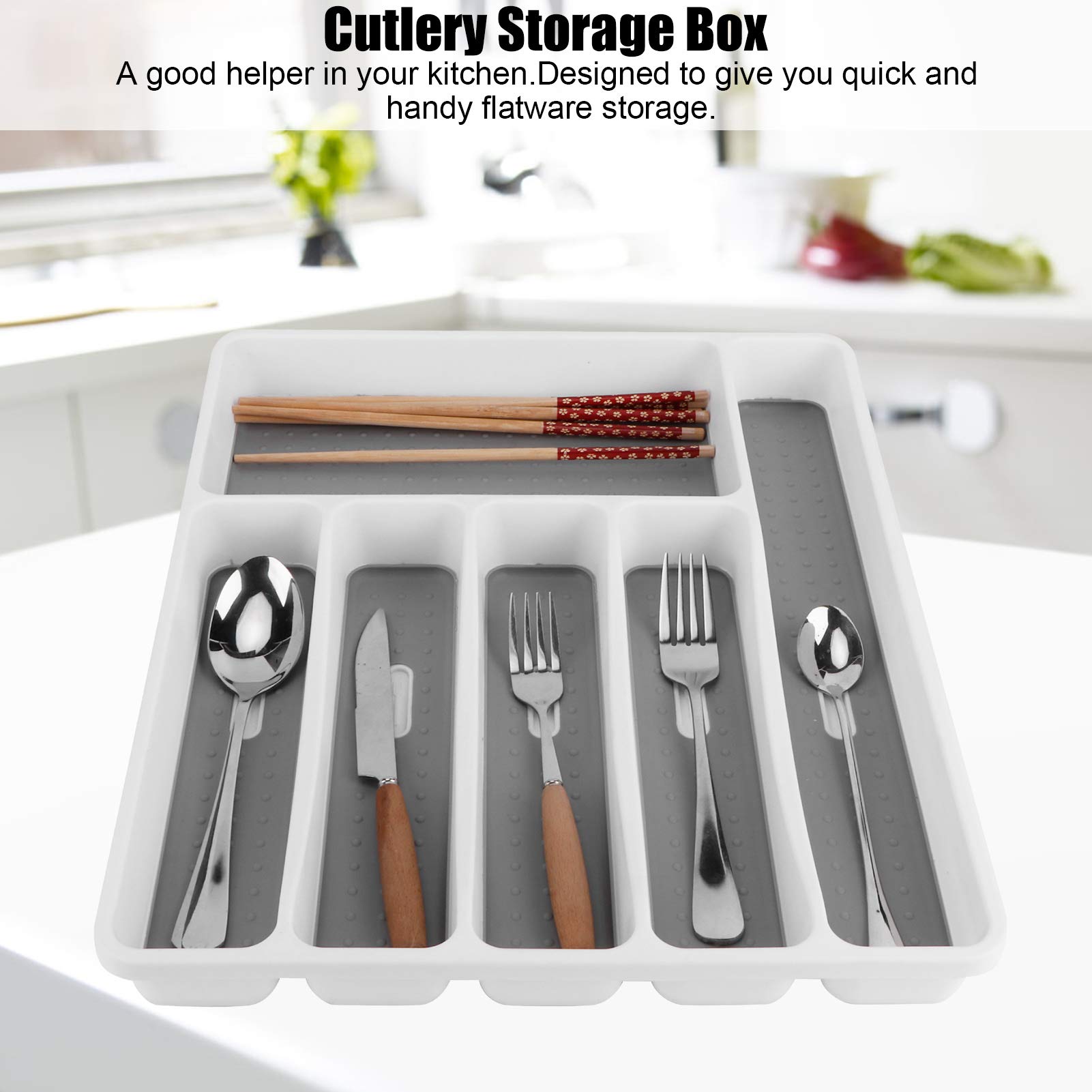 Premium Silverware Organizer Box - 15.9x12.8x1.7 Inch Cutlery Tray for Knives, Forks & Kitchen Utensils | Durable Storage Solution for Kitchen, Bathroom, Bedroom, Craft Room & Office | Perfect for Home Organization & Space Saving