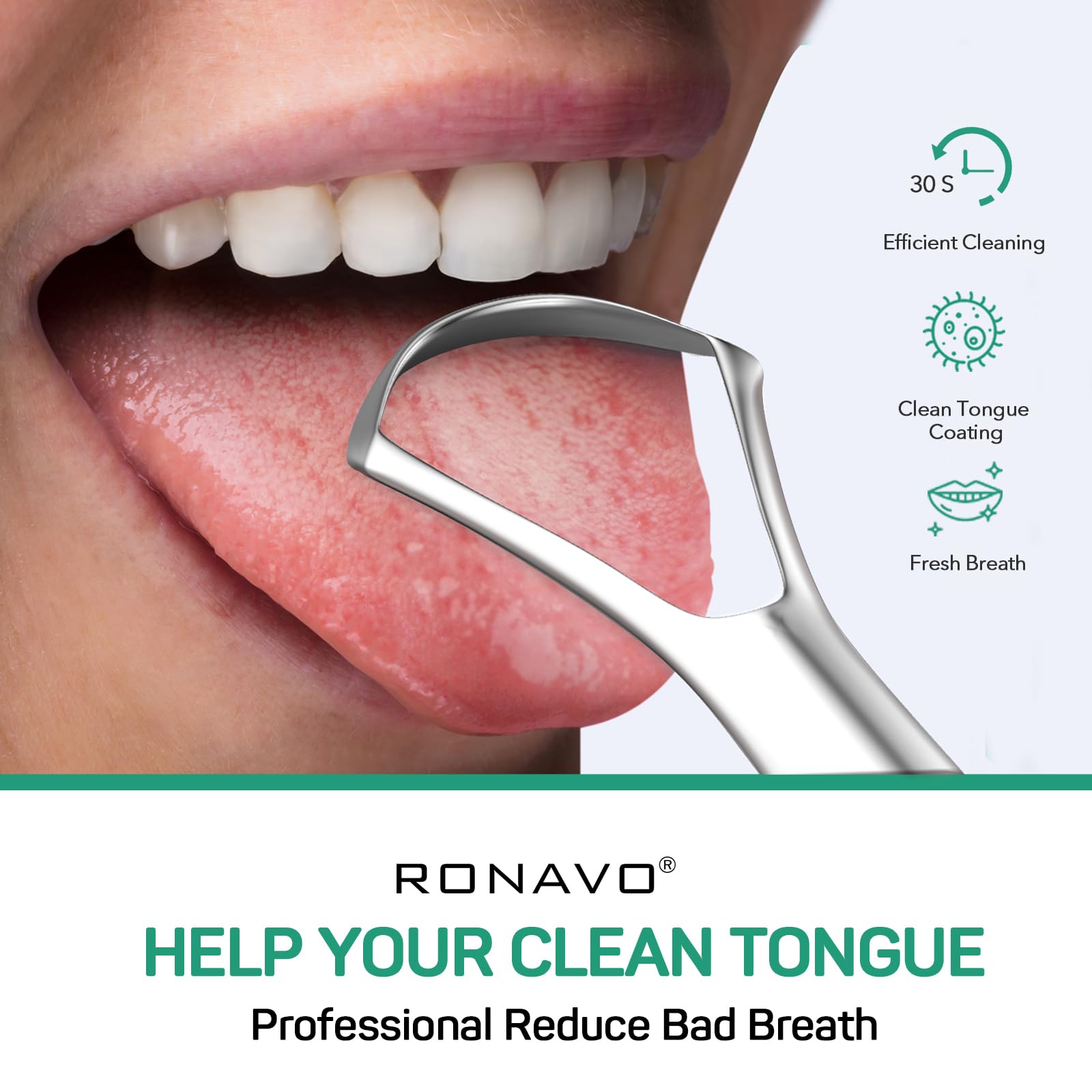 Premium Metal Tongue Scraper for Adults (3 Pack) - Stainless Steel Bad Breath Remover, Easy to Clean & Reusable with Travel Case - Perfect for Home, Office, Travel & Daily Oral Hygiene Routine