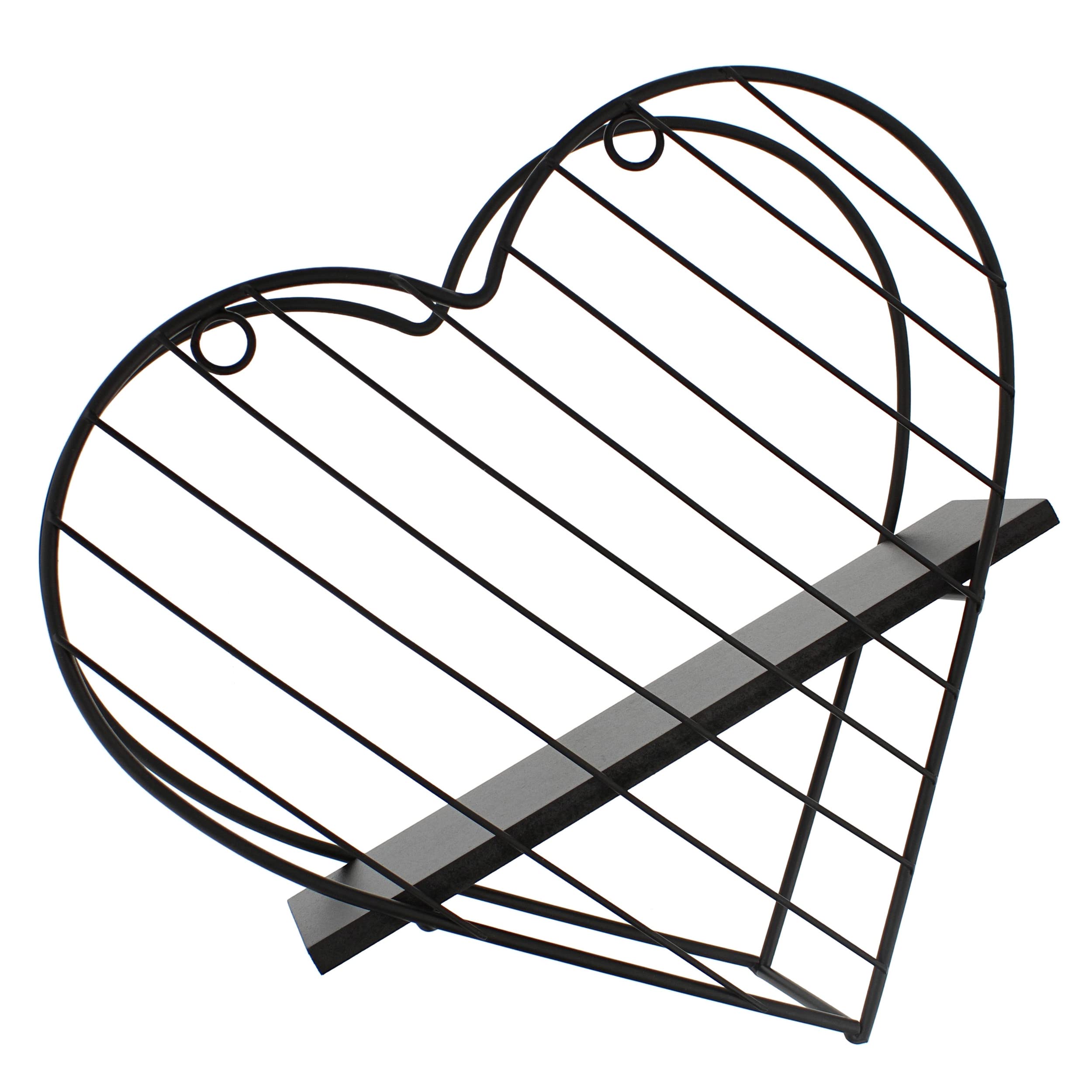 Metal Floating Shelf with Heart Design - Rustic Wall Mounted Shelf for Kitchen, Bathroom, Living Room | Perfect for Displaying Food, Collectibles, Home Decor & More