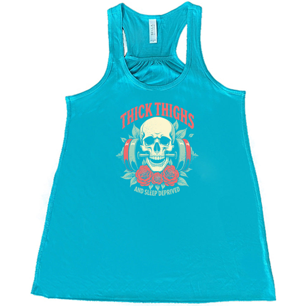 Thick Thighs And Sleep Deprived Funny T-Shirt - Comfortable Cotton Tee for Women - Perfect for Lounging, Sleepovers & Relaxing at Home