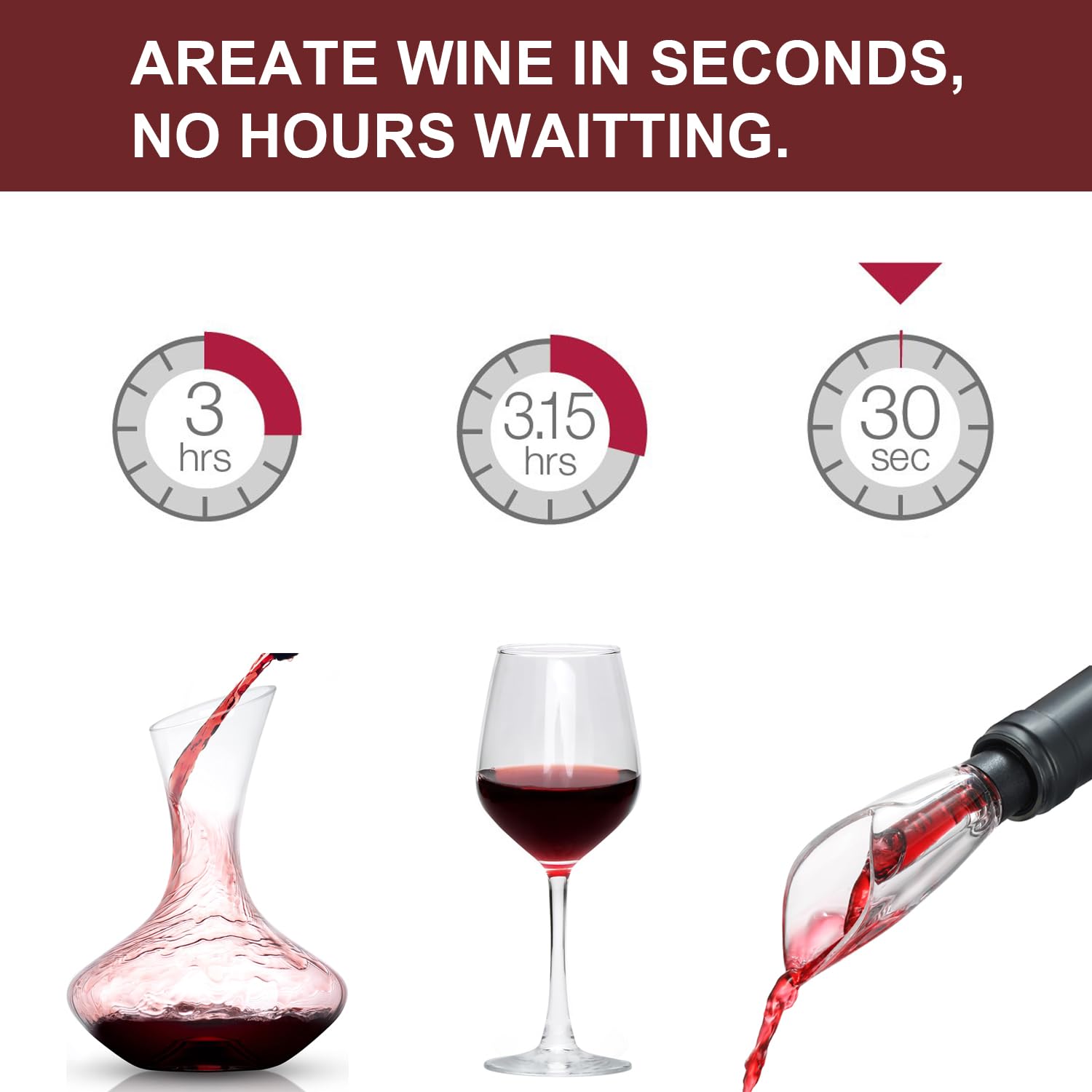 Premium Wine Aerator Pourer Spout & Vacuum Pump Stopper Set - Enhances Flavor & Aroma, No Drip No Spill - Perfect for Red Wine Decanting, Gift Accessories & Bottle Preservation (Great for Dinner Parties & Wine Tasting Events)