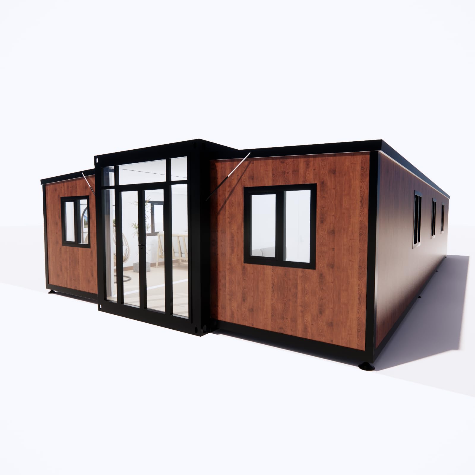 30FT Prefab Container House with 3 Bedroom, 1 Bathroom & Kitchen - Foldable Tiny Home for Adults - Portable Prefabricated Steel Frame House - Perfect for Backyard Guest House, Vacation Cabin or Off-Grid Living