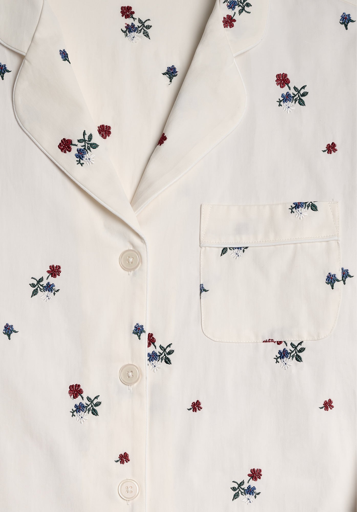 Embroidered Posy Floral Pajama Set for Women - Soft Cotton Sleepwear & Loungewear - Perfect for Relaxing at Home, Spa Days, and Cozy Nights