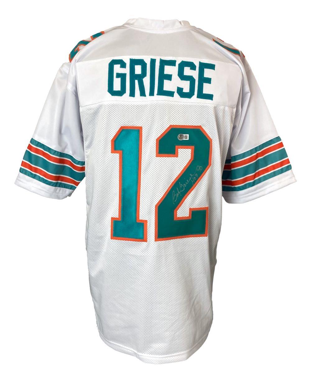 Bob Griese Autographed Miami Dolphins White Football Jersey - HOF 90 BAS - Perfect for Sports Memorabilia Collectors and Dolphins Fans Display