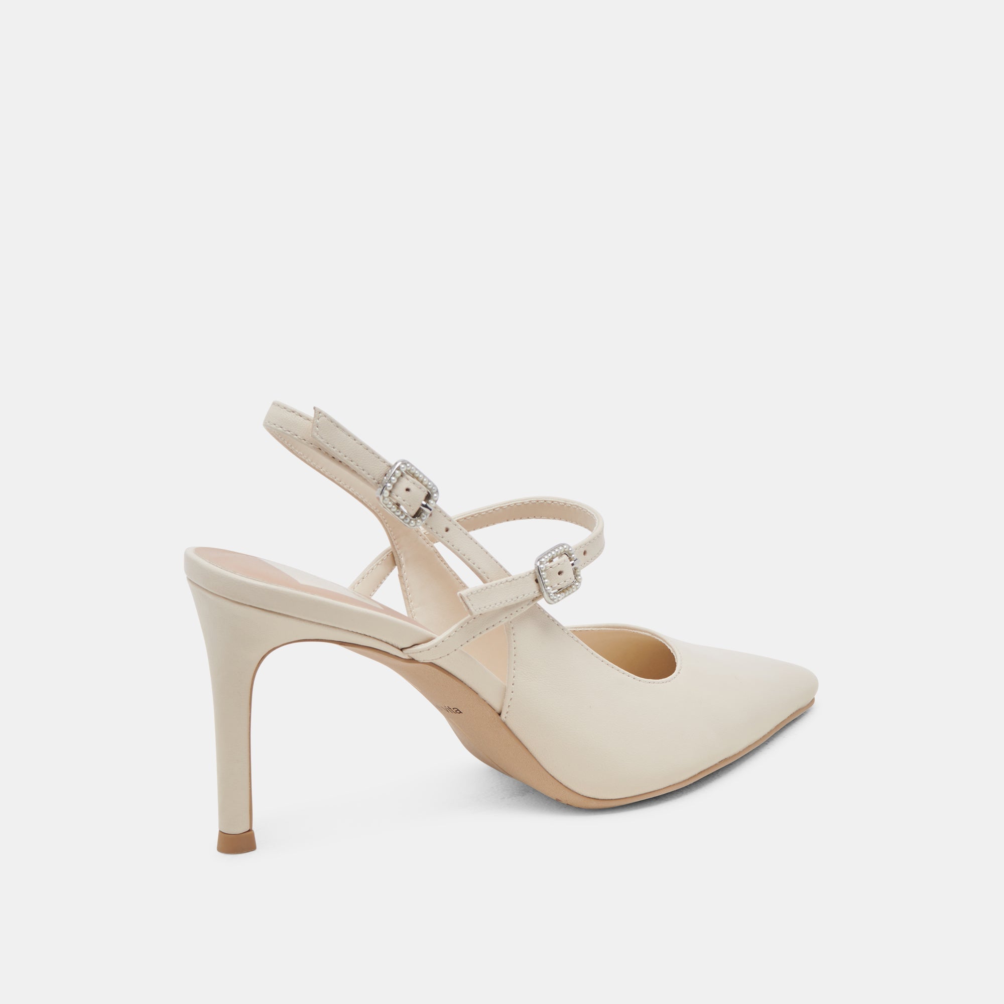 KELLEN Ivory Leather Heels for Women - Comfortable High Heel Pumps for Party, Wedding & Office Wear - Stylish Dress Shoes with Cushioned Insole
