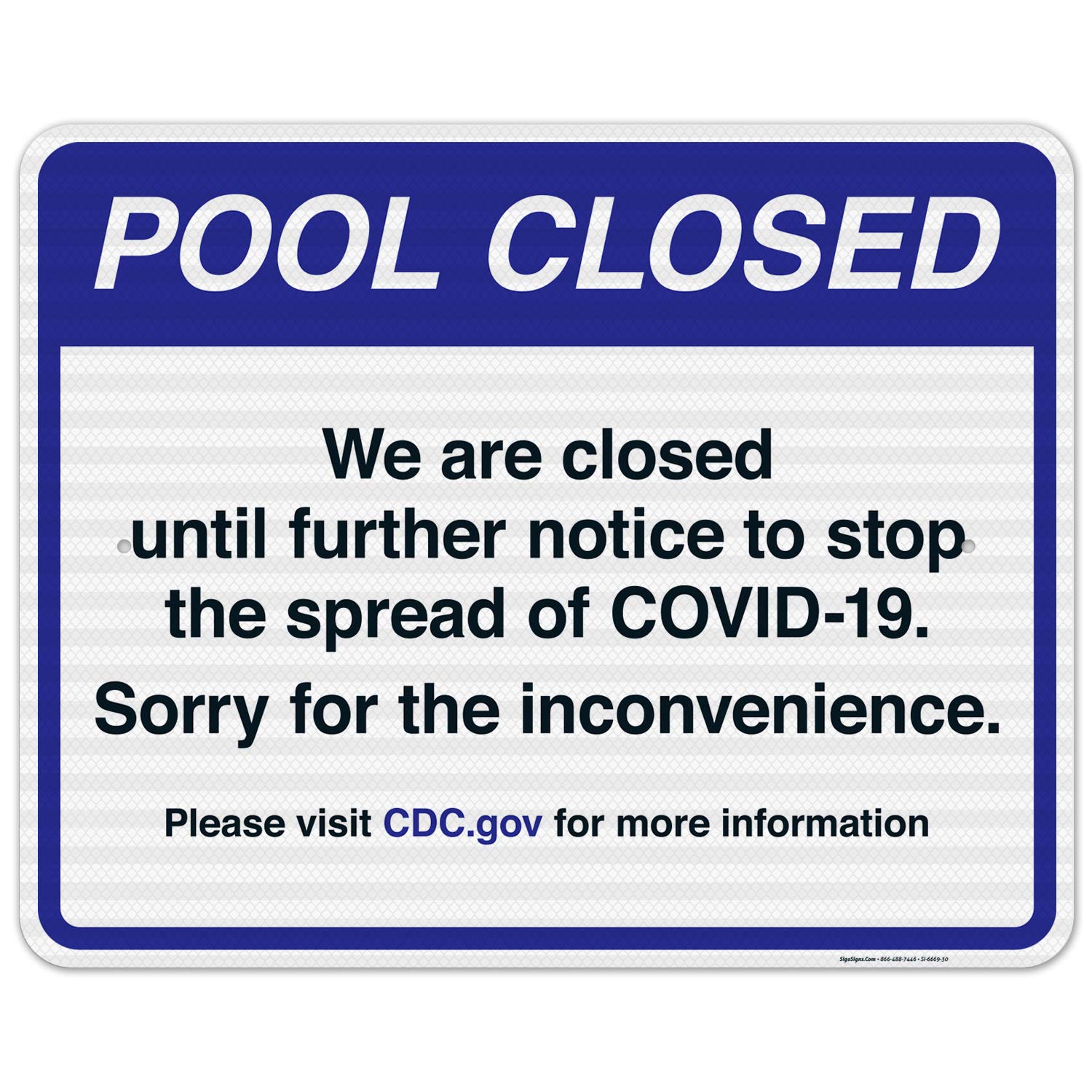 Pool Closed Sign - 24x30 Inches Reflective Aluminum (SI-6669) | 3M EGP Fade-Resistant | Indoor/Outdoor Use | Made in USA | Perfect for Public Pools, Water Parks & Backyard Safety