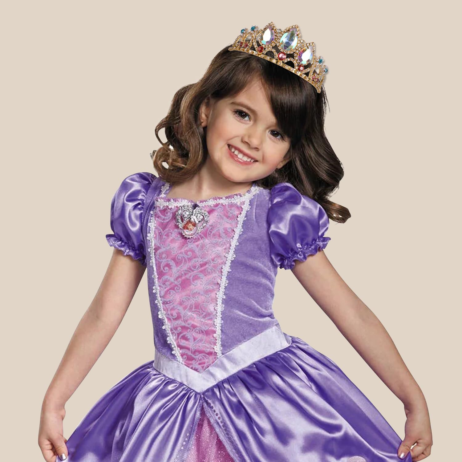Rapunzel Princess Crown Tiara - Tangled Disney Inspired Bridal Wedding Hair Accessories for Women, Halloween Cosplay, Prom, Birthday Gifts - Perfect for Costume Parties, Dress-Up Play & Special Occasions