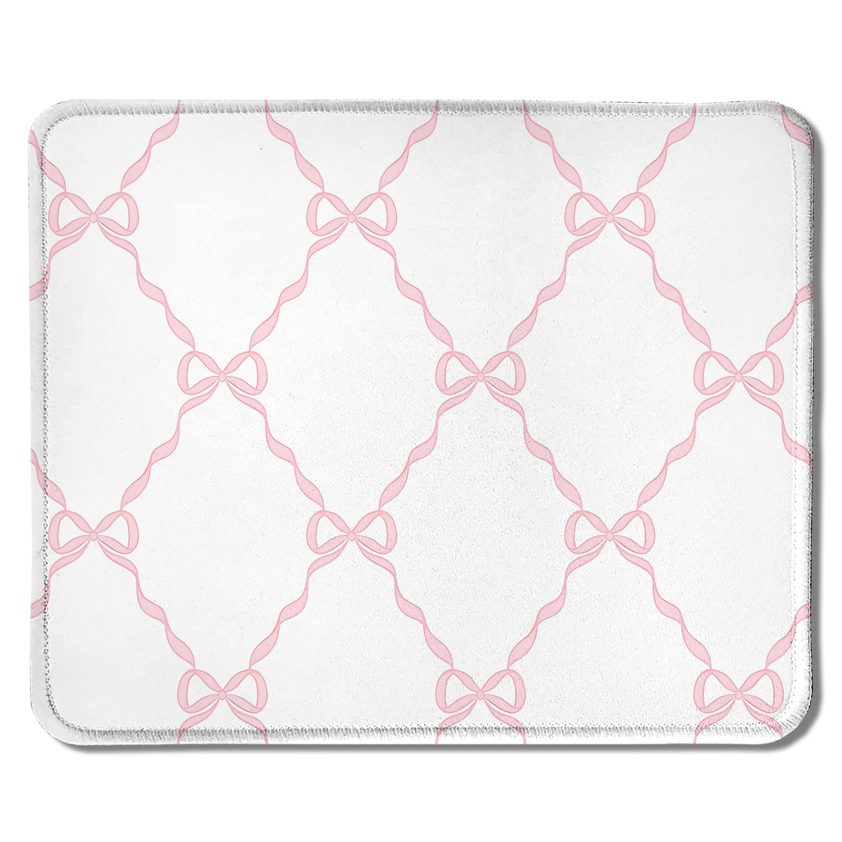 Coquette Pink Bow Mouse Pad - Watercolor Ribbon Design Wireless Mouse Mat for Laptop & Computer Desk - 9.5x7.9 Inch Girly Office Accessories - Perfect for Home Office, Gaming Setup & Workstation Decor