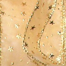 Sheer Gold Wired Ribbon with Mini Stars - 2 Inch x 20 Yards Decorative Craft Ribbon for Gift Wrapping, Wedding Decorations, DIY Projects and Party Supplies