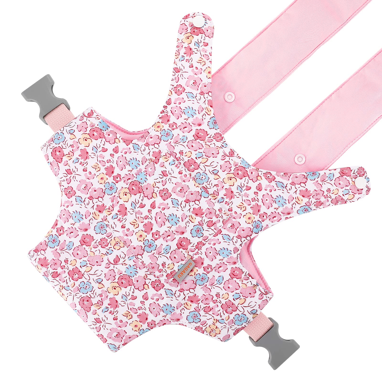 GAGAKU Adjustable Baby Doll Carrier for Girls - Soft Stuffed Animal Carrier with Comfortable Straps Fits 12 to 20 Inch Reborn Dolls (Pink Floral Design) - Perfect for Pretend Play, Tea Parties & Outdoor Adventures