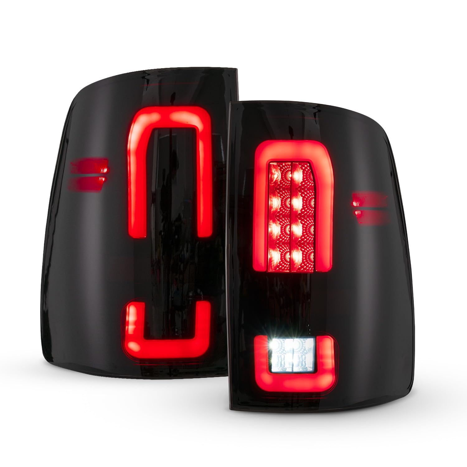 HAKA TOUGH LED Tail Lights Assembly for 2009-2018 Dodge Ram 1500 & 2010-2018 Ram 2500/3500 - Black Smoked Taillights with Brake Lights - Left & Right Pair - Upgrade for Off-Road, Towing & Night Driving