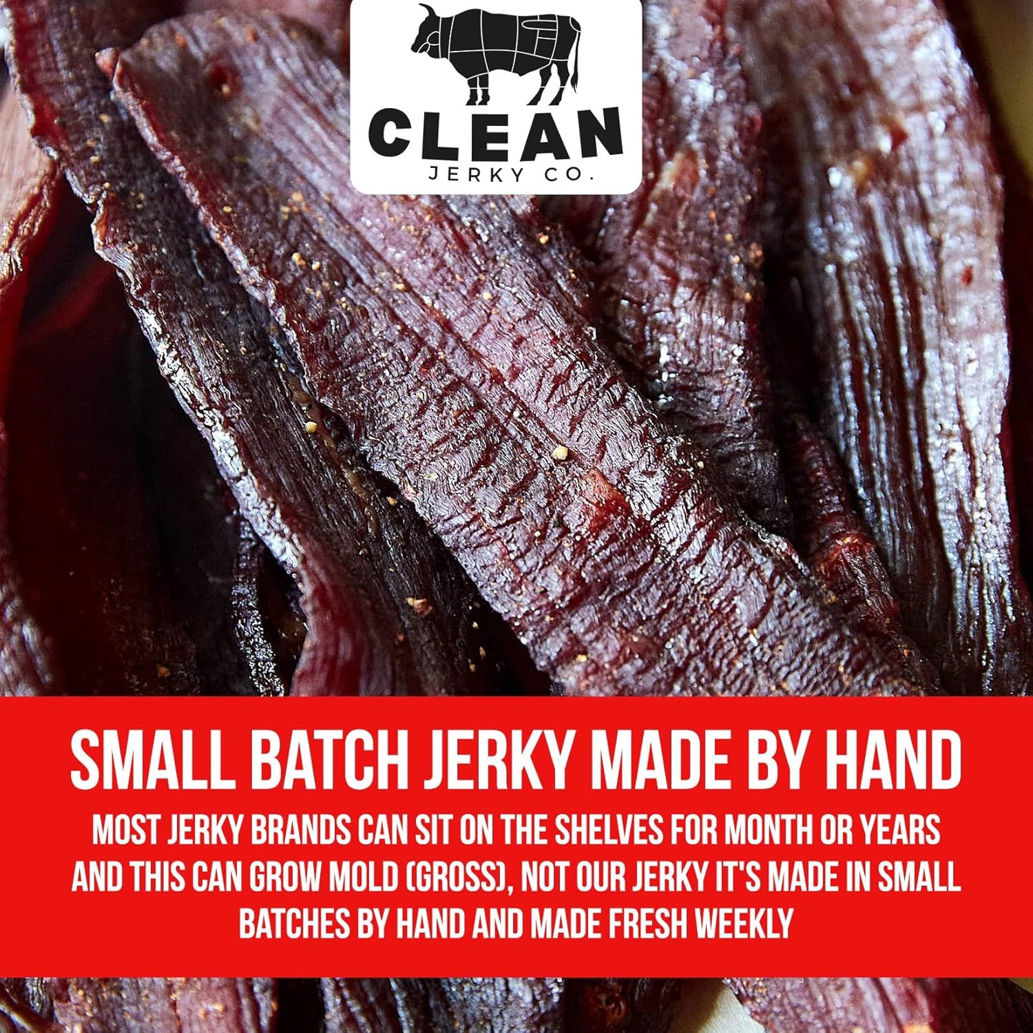 Clean Jerky Co. Old Fashioned Dry Zero Sugar Beef Jerky | Salt & Pepper Flavor | High Protein Healthy Snacks for Adults & Keto Diet | 100% Premium Beef | No MSG, No Sugar, No Nitrates | Perfect for Hiking, Camping & Road Trips